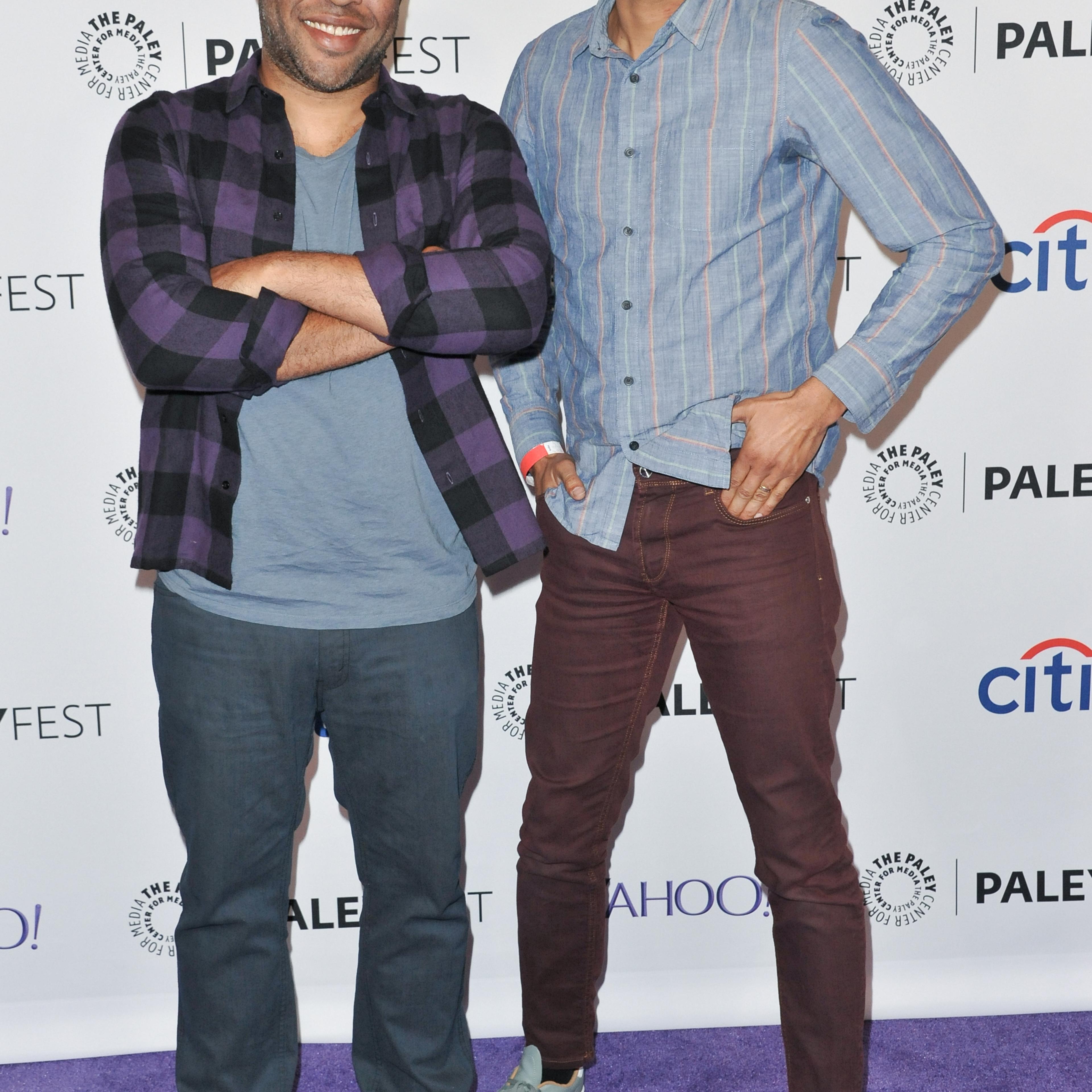 Jordan Peele (L) and Keegan-Michael Key (R) arrive at the 32nd Annual Paleyfest : "A Salute to Comedy Central" in Los Angeles on March 7, 2015.