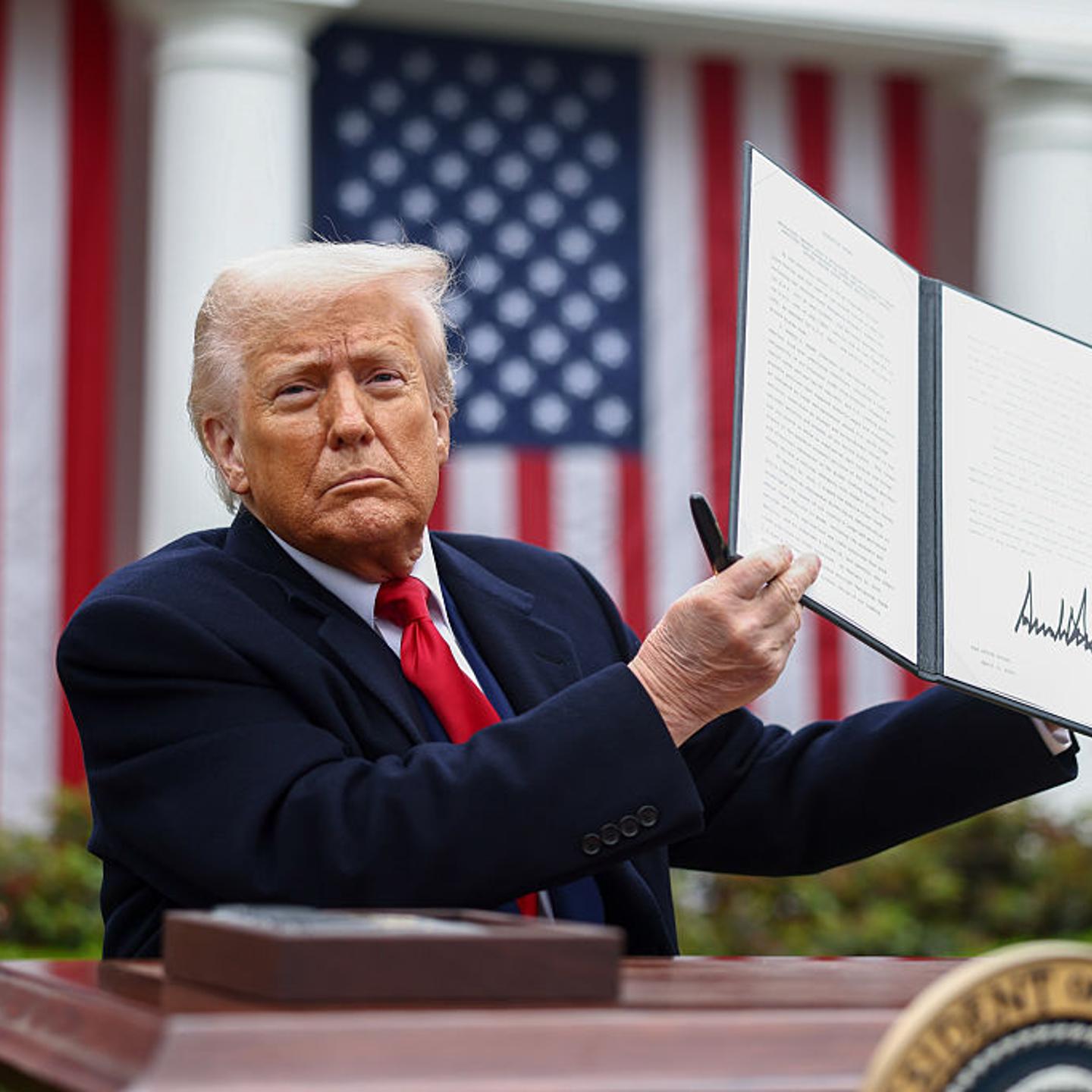 President Trump Announces New Tariffs In Rose Garden Speech