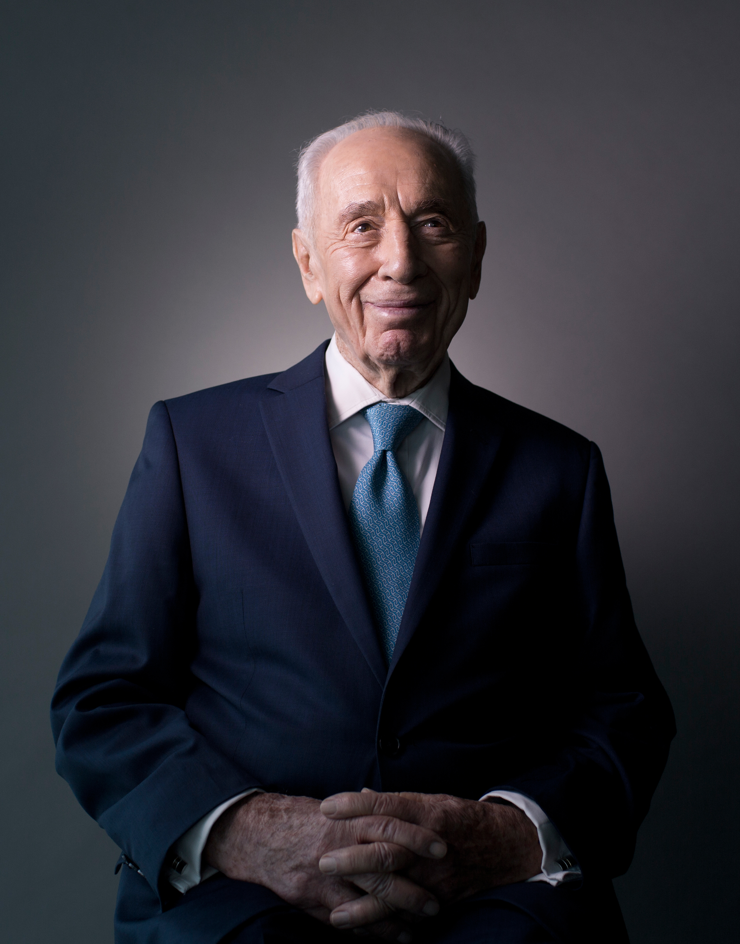 Peres poses for a portrait at the Peres Center for Peace in Tel Aviv-Jaffa, Israel, Feb. 8, 2016.