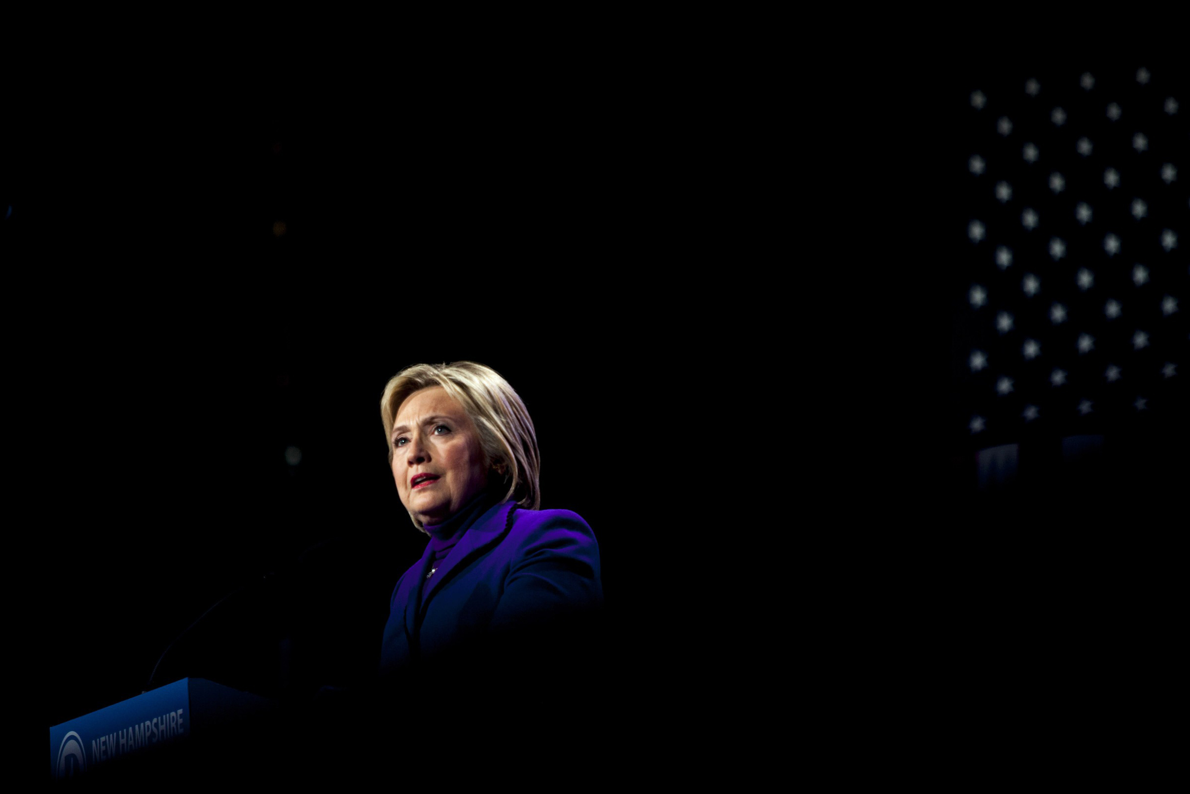 Democratic presidential candidate Hillary Clinton speaks at the McIntyre-Shaheen 100 Club Celebration in Manchester, N.H. on Feb. 5, 2016,