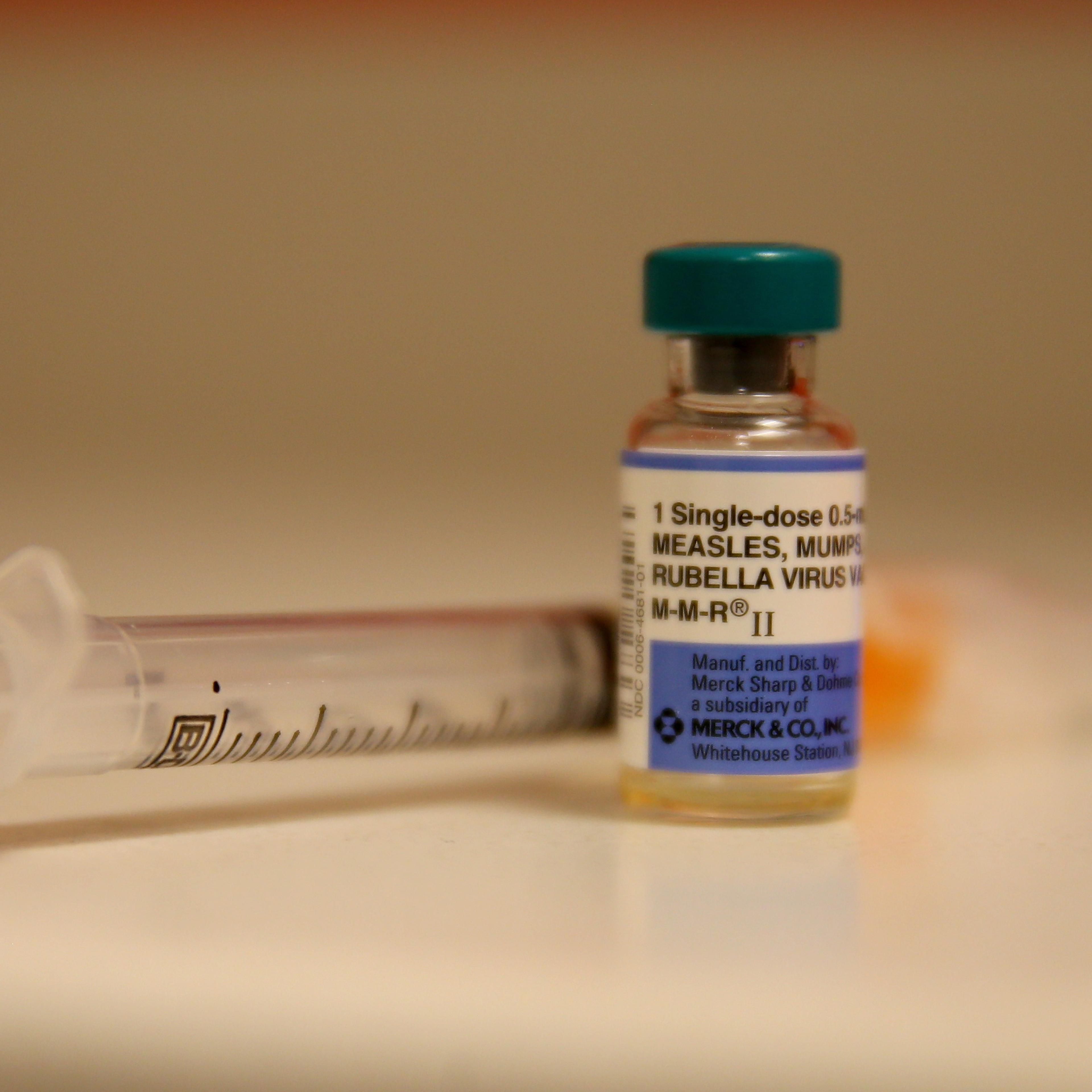 A bottle containing a measles vaccine is seen at the Miami Children's Hospital on Jan. 28, 2015 in Miami, Florida.