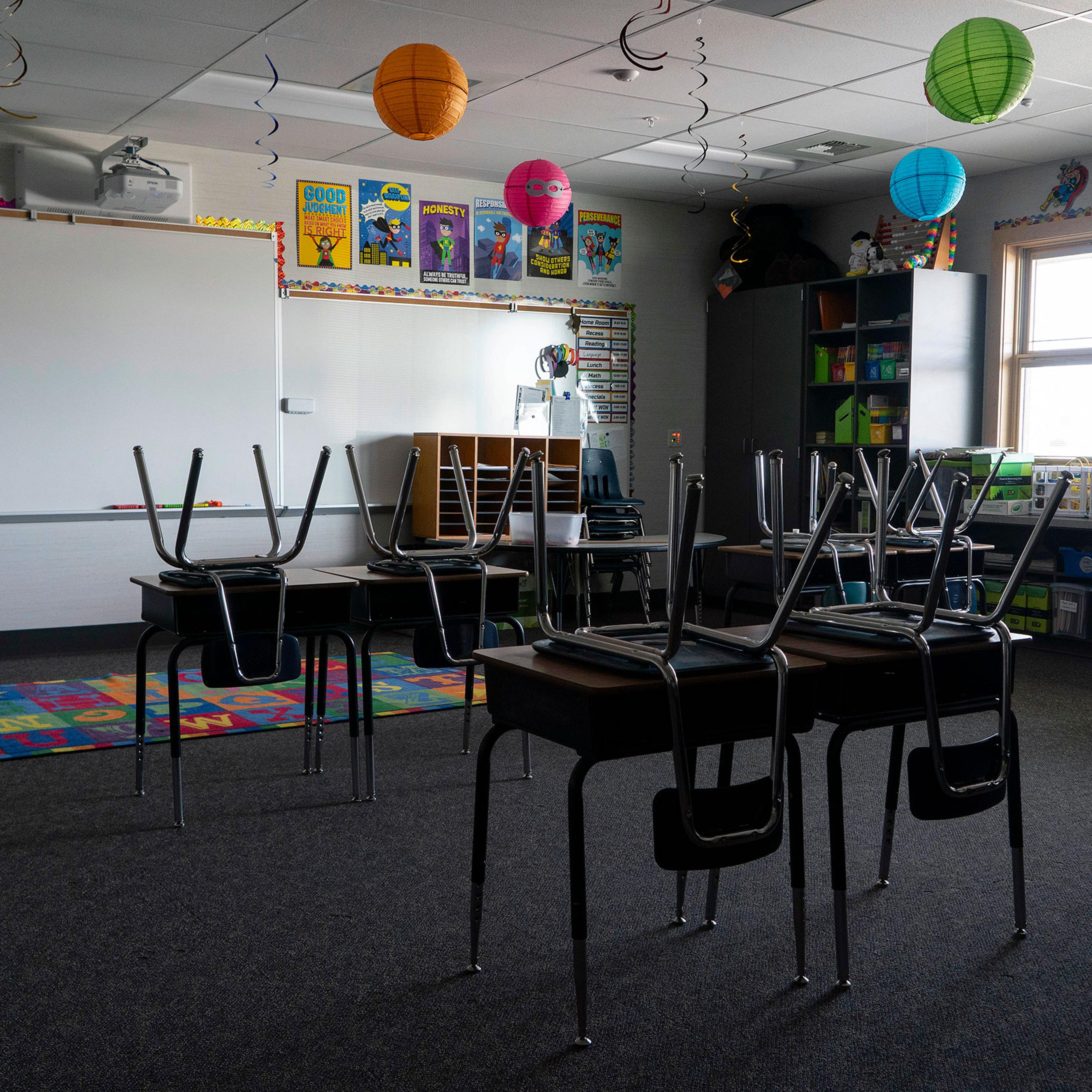 An elementary school classroom in Royal City, Wash., on Thursday, Aug. 13, 2020. (Ruth Fremson/The New York Times)