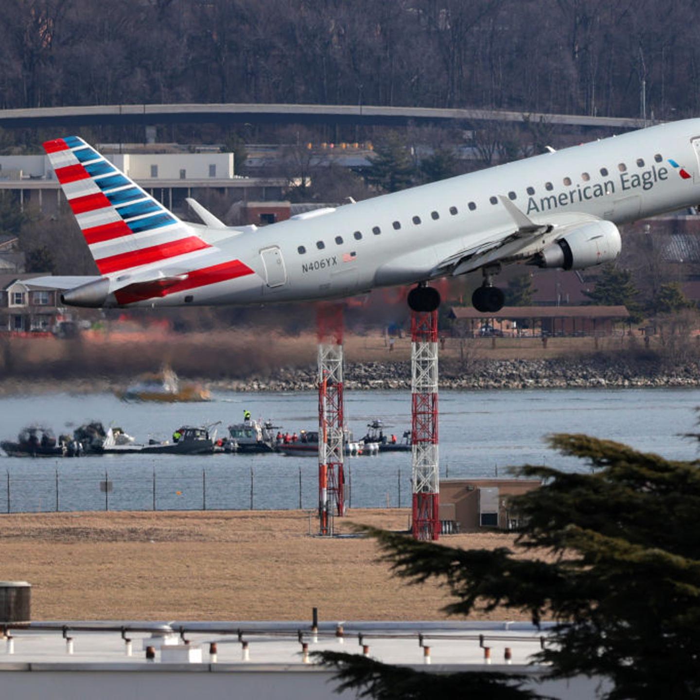 American Airlines Plane And Black Hawk Helicopter Crash Near Reagan National Airport