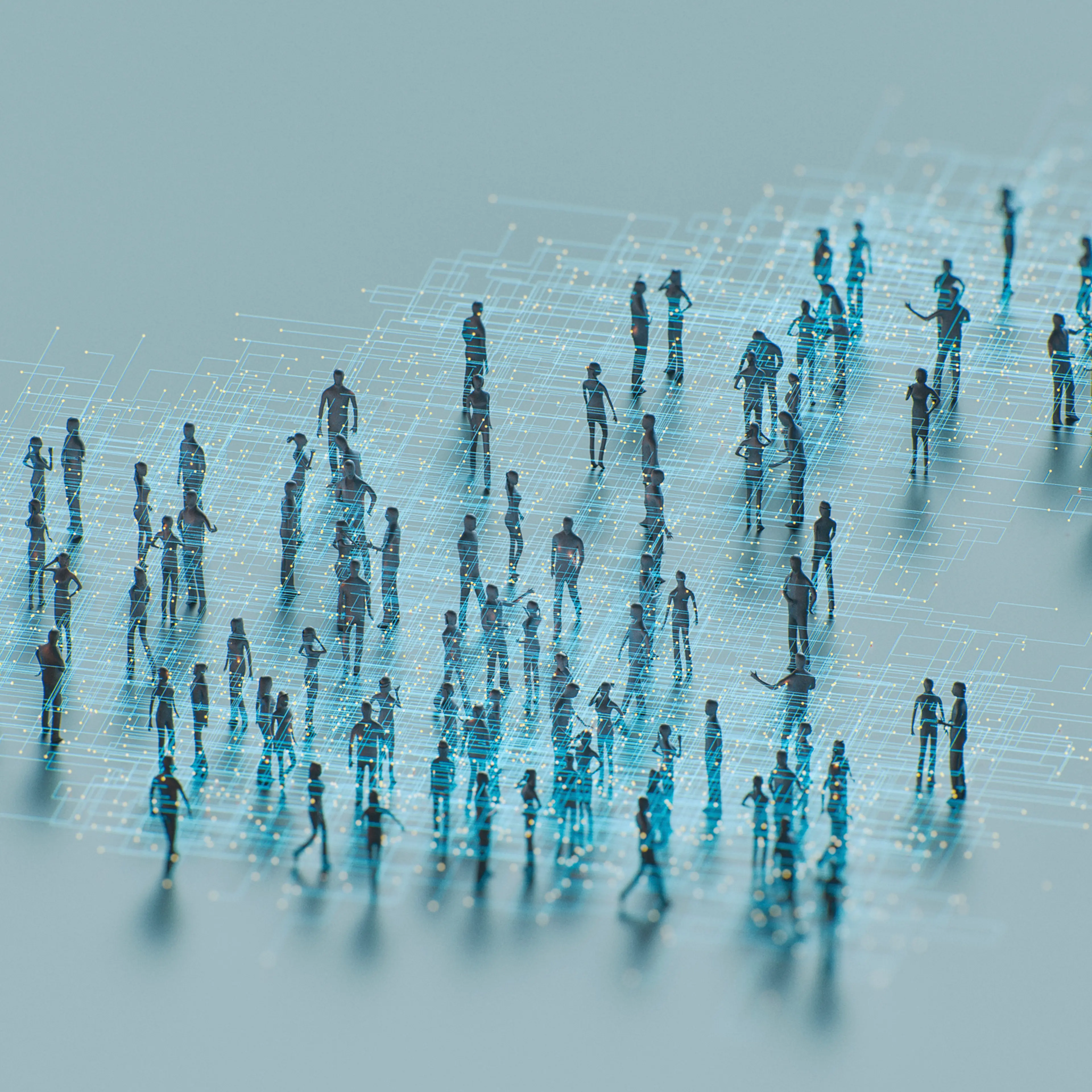 Abstract human figures communicating