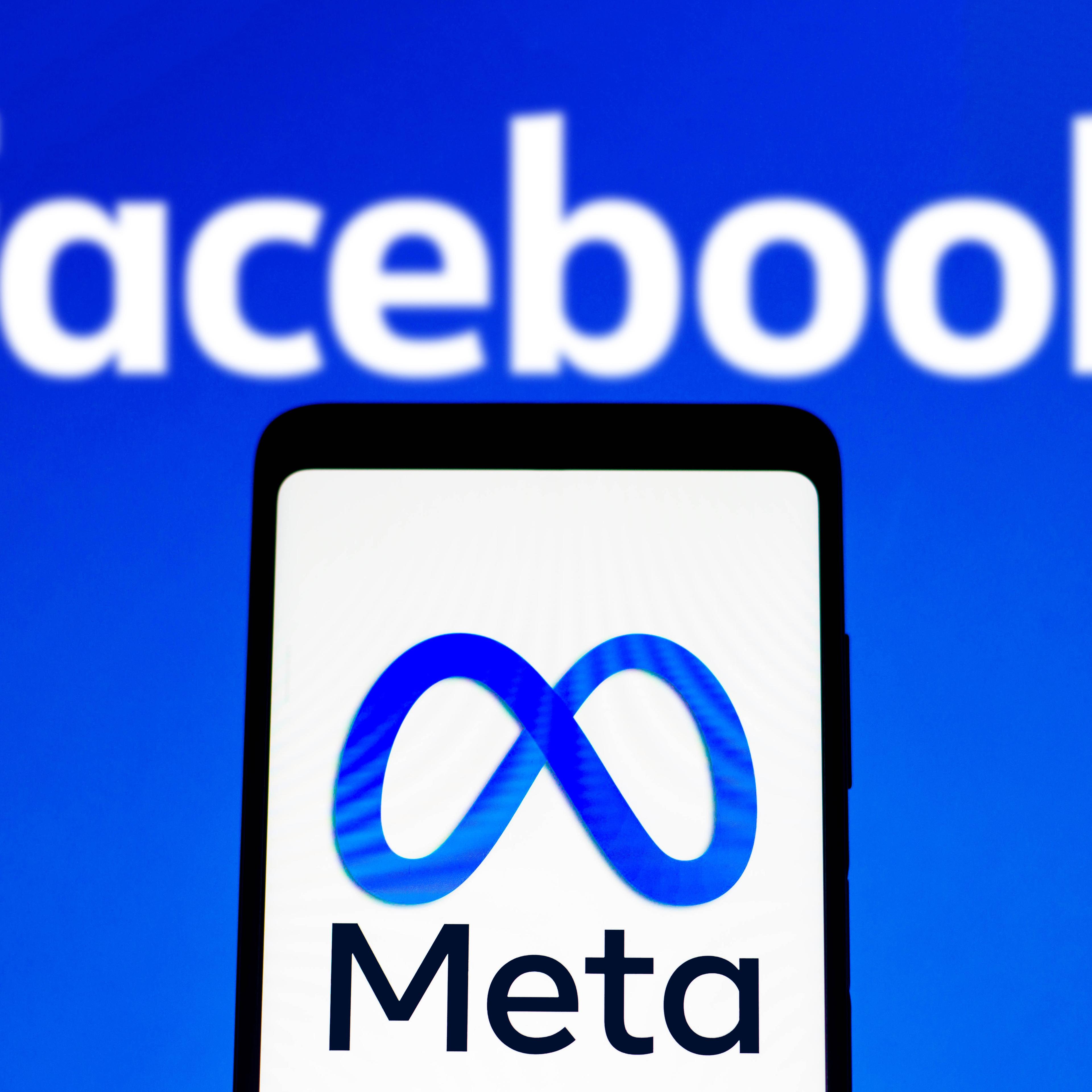 The Facebook logo and the Meta logo