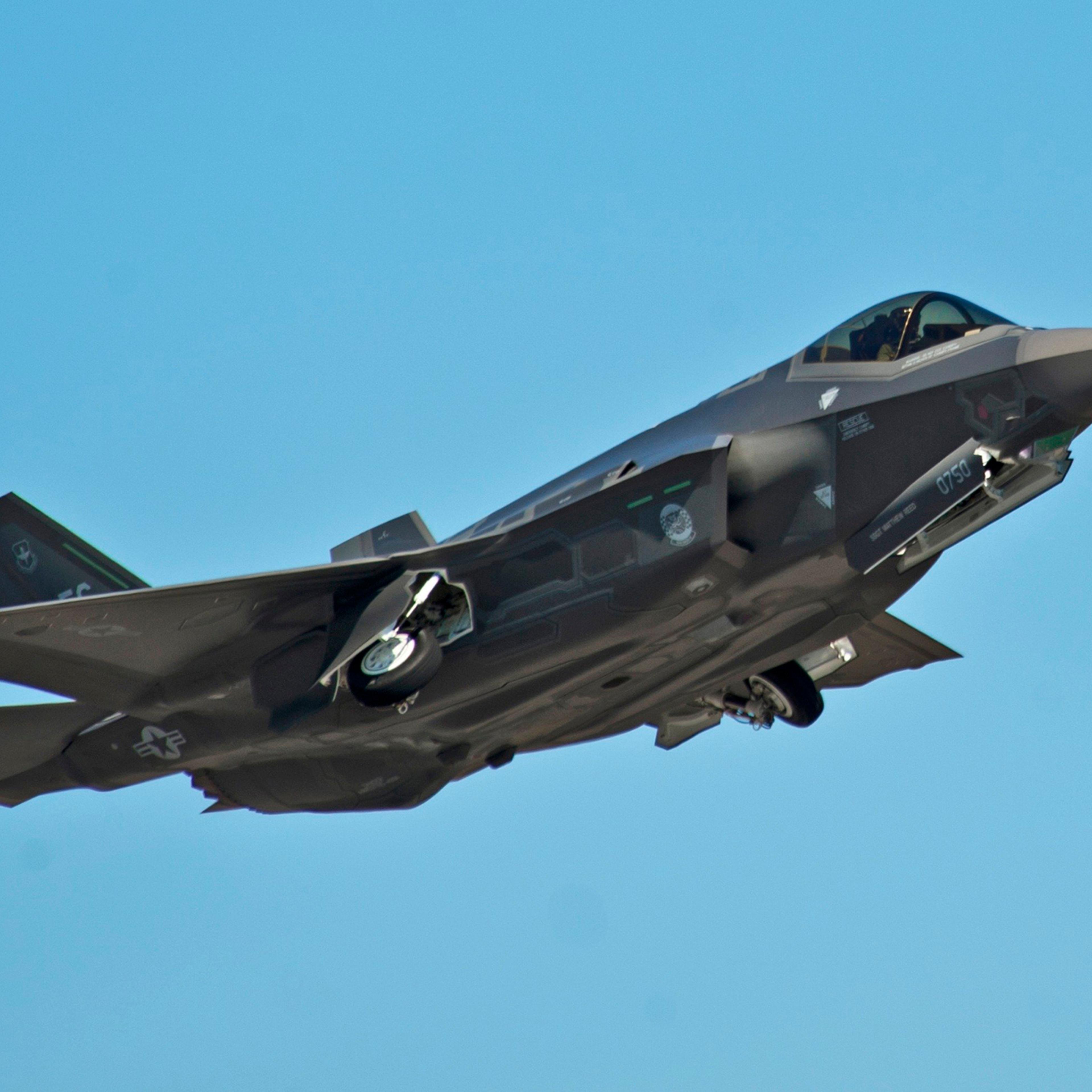 An F-35A Lightning II Joint Strike Fighter takes off on a training sortie at Eglin Air Force Base, Florida in 2012.