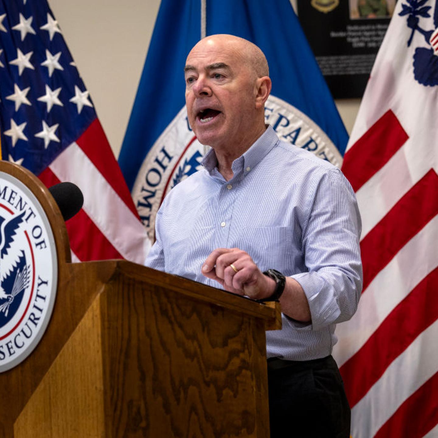 Homeland Security Secretary Mayorkas Holds Media Availability In Eagle Pass, Texas