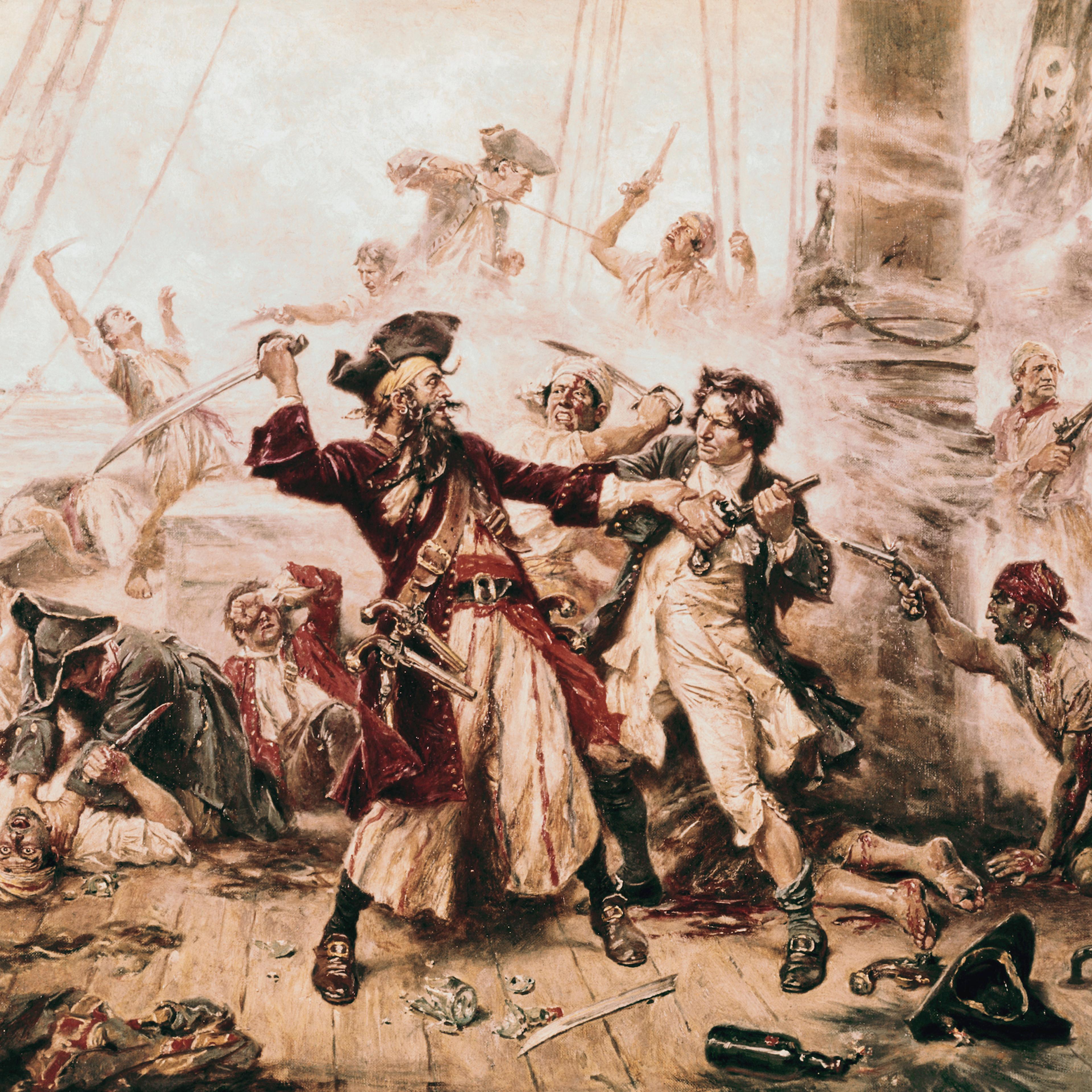 The Capture of the Pirate, Blackbeard, 1718 by Jean Leon Gerome Ferris