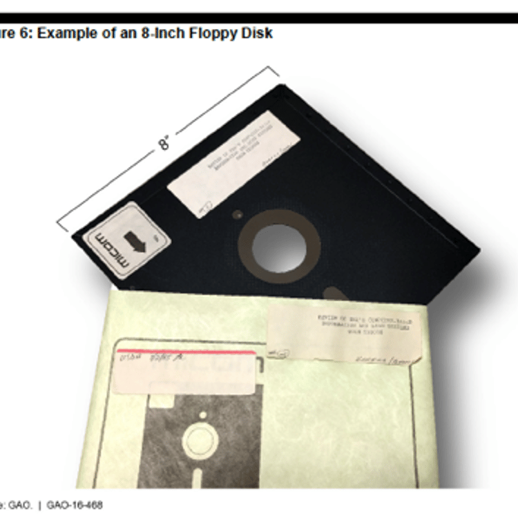 The Pentagon or the Smithsonian? A government report showed the kind of floppy disk the military uses to control its nuclear weapons.