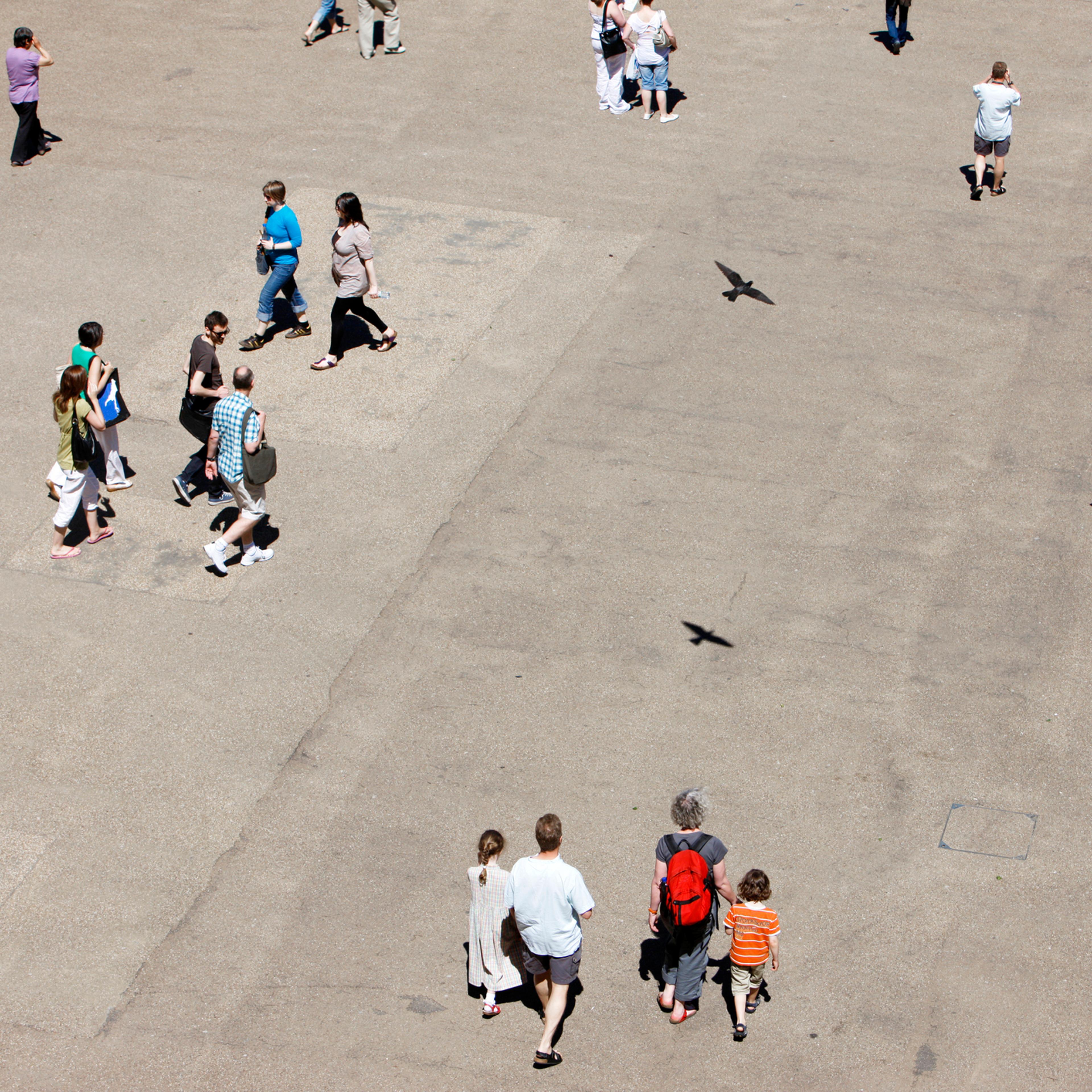 People walking on a road