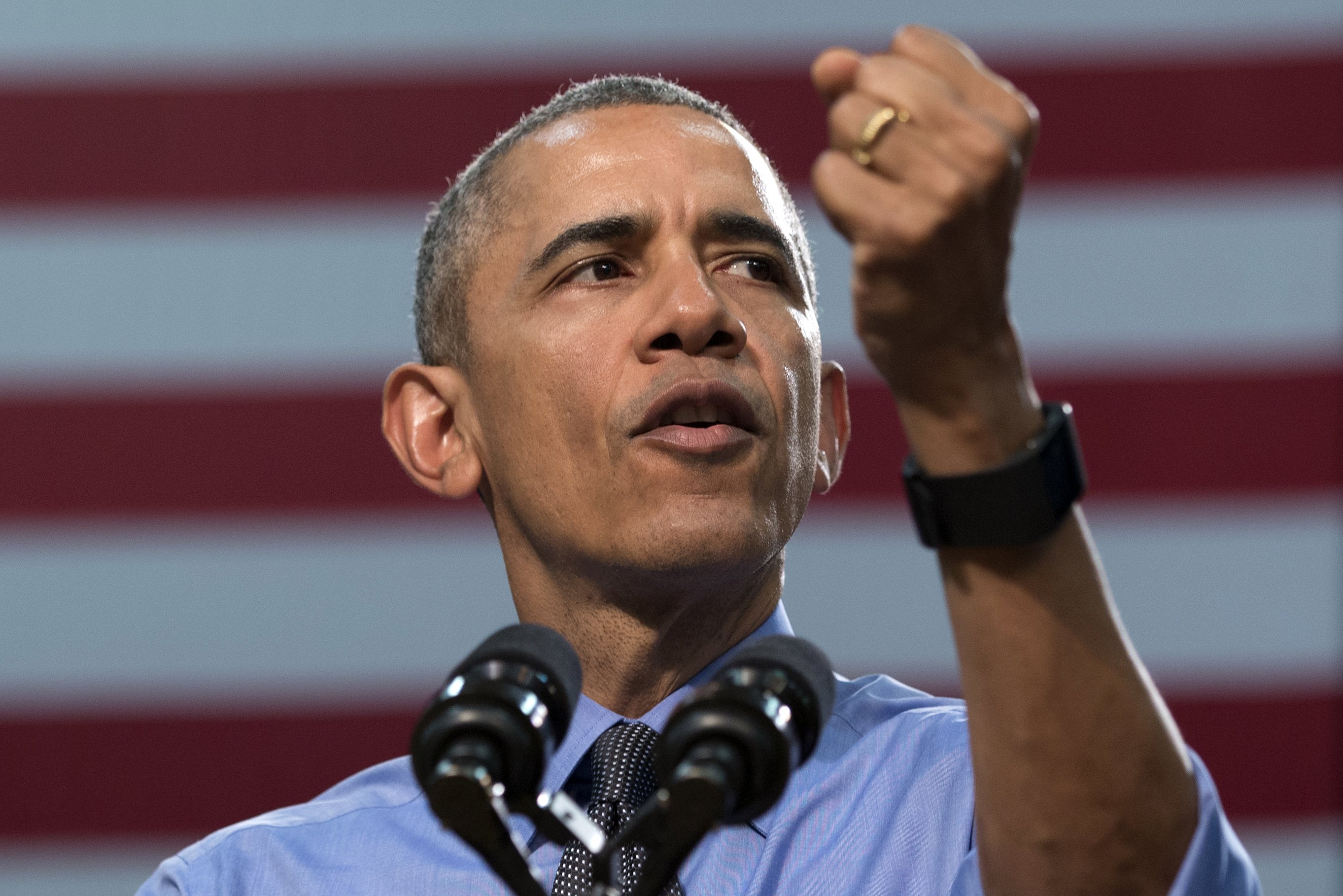 President Barack Obama speaks at Flint Northwestern High School in Flint, Mich. on May 4, 2016, about the ongoing water crisis.