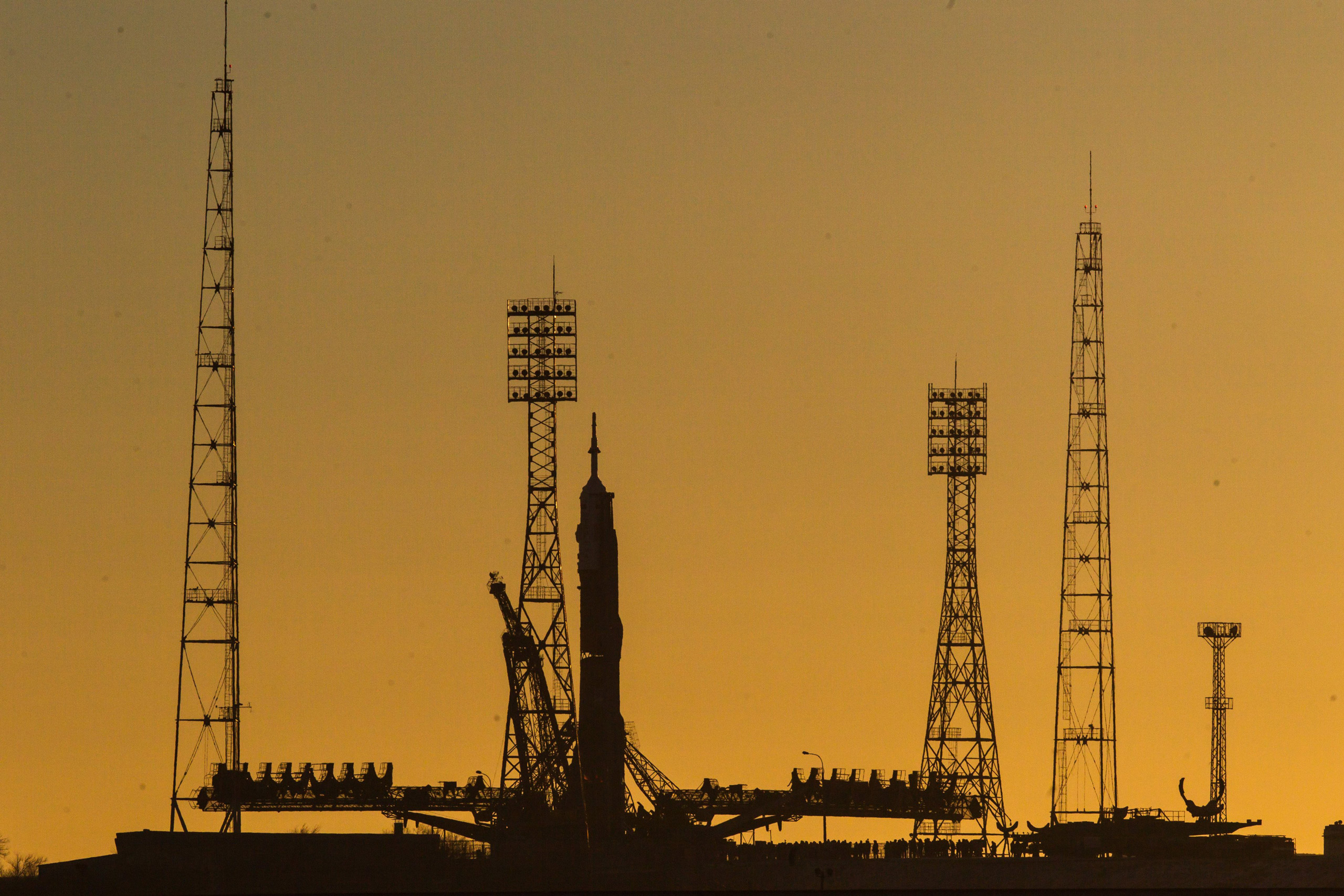 13 Dec 2015 --- Sunday, December, 13. The Soyuz TMA-19M spaceship set on 'Gagarinsky' launchpad of Baikonur space launch complex, Kazakhstan. Soyuz TMA-19M will launch to the International Space Station (ISS) on December 15, 2015. The mission will carry 