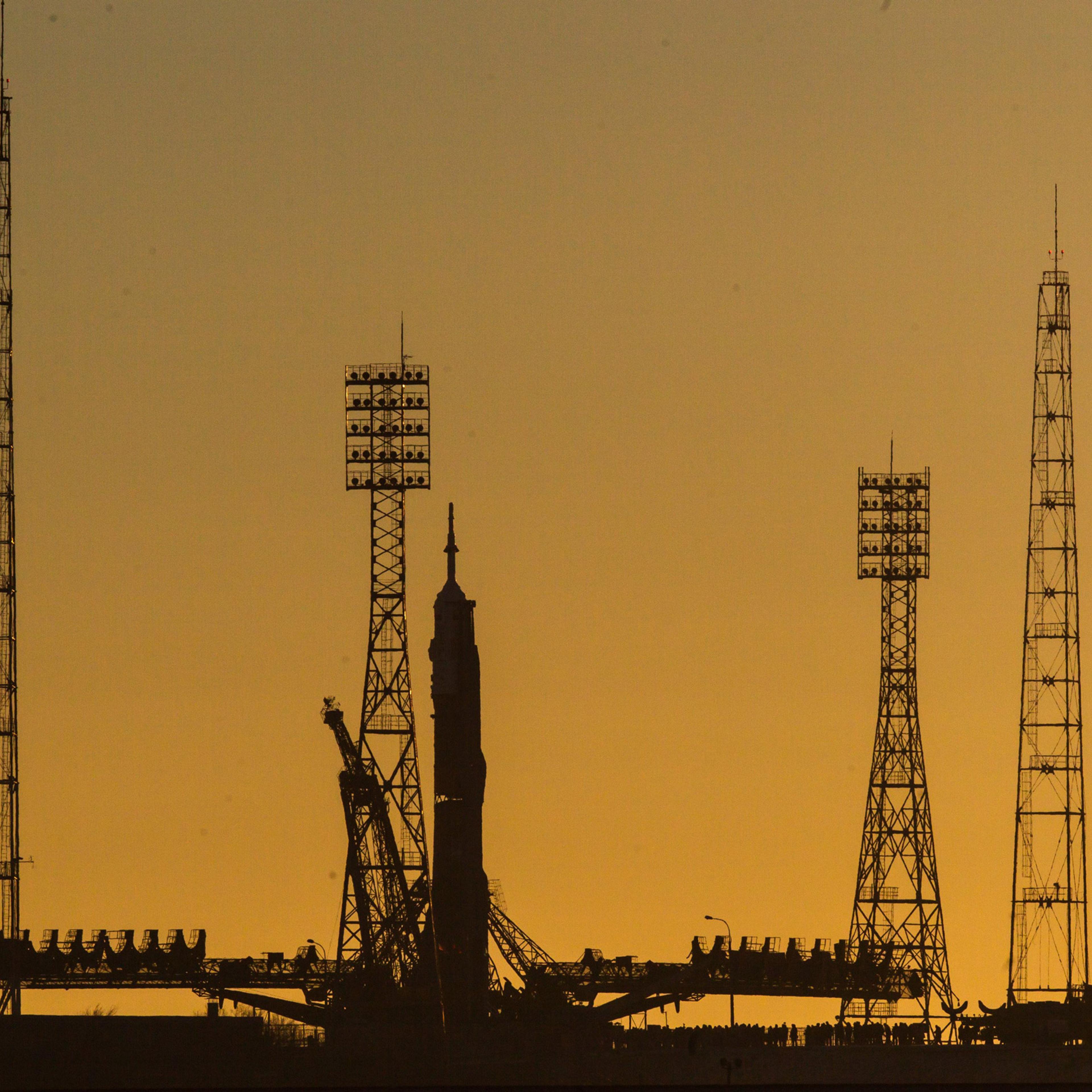 13 Dec 2015 --- Sunday, December, 13. The Soyuz TMA-19M spaceship set on 'Gagarinsky' launchpad of Baikonur space launch complex, Kazakhstan. Soyuz TMA-19M will launch to the International Space Station (ISS) on December 15, 2015. The mission will carry