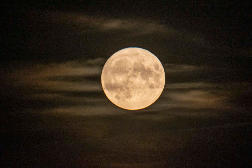 Sturgeon full moon rises over Eindhoven in the Netherlands on Aug. 11, 2022.