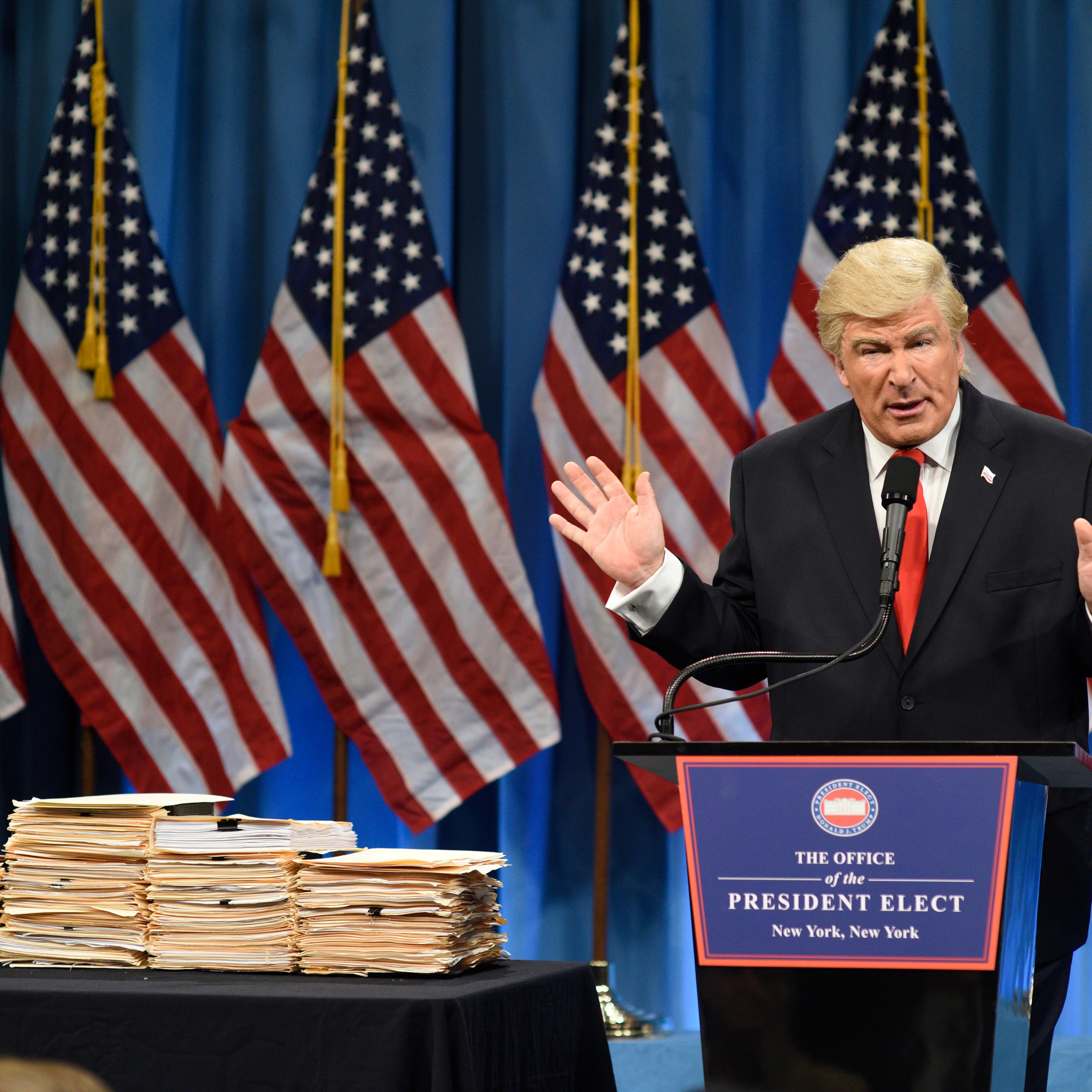 Alec Baldwin as President Elect Donald J. Trump during the Trump Press Conference Cold Open on January 14th, 2017.