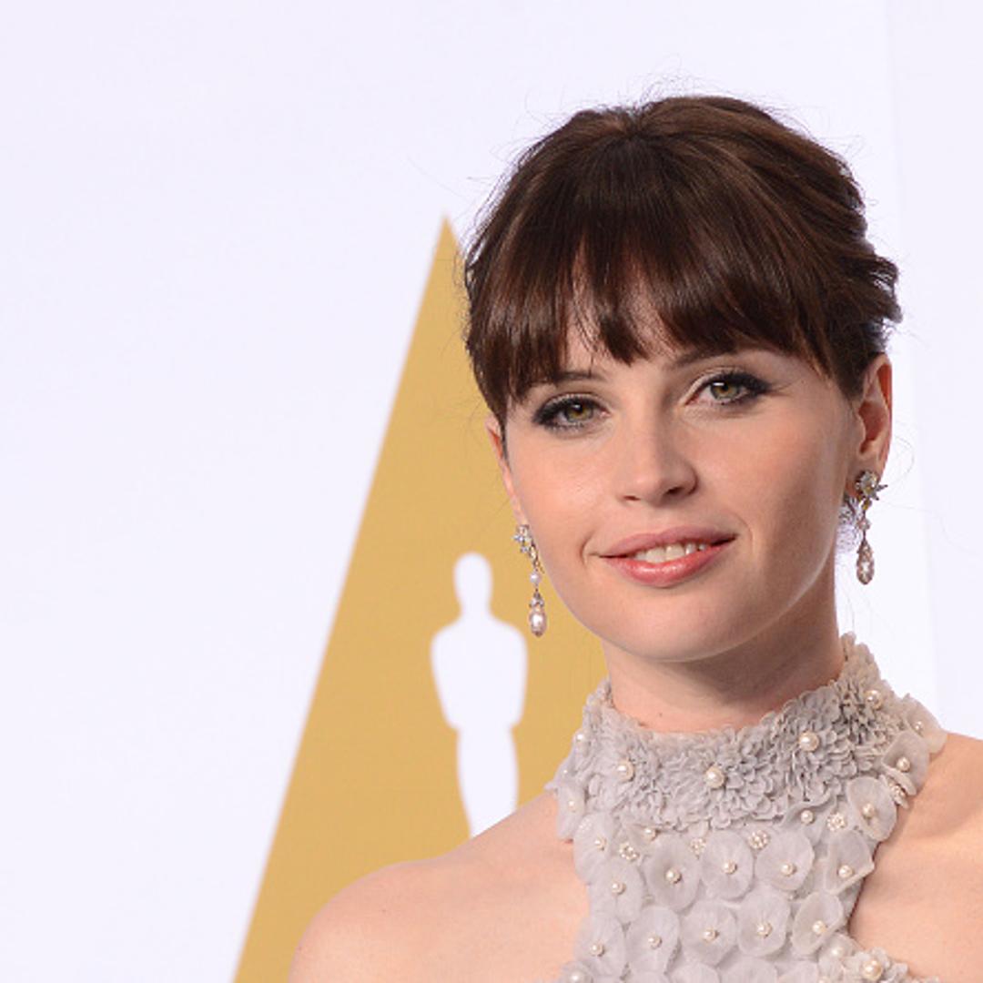 Actress Felicity Jones poses in the press room during the 87th Annual Academy Awards at Loews Hollywood Hotel on February 22, 2015 in Hollywood, California.