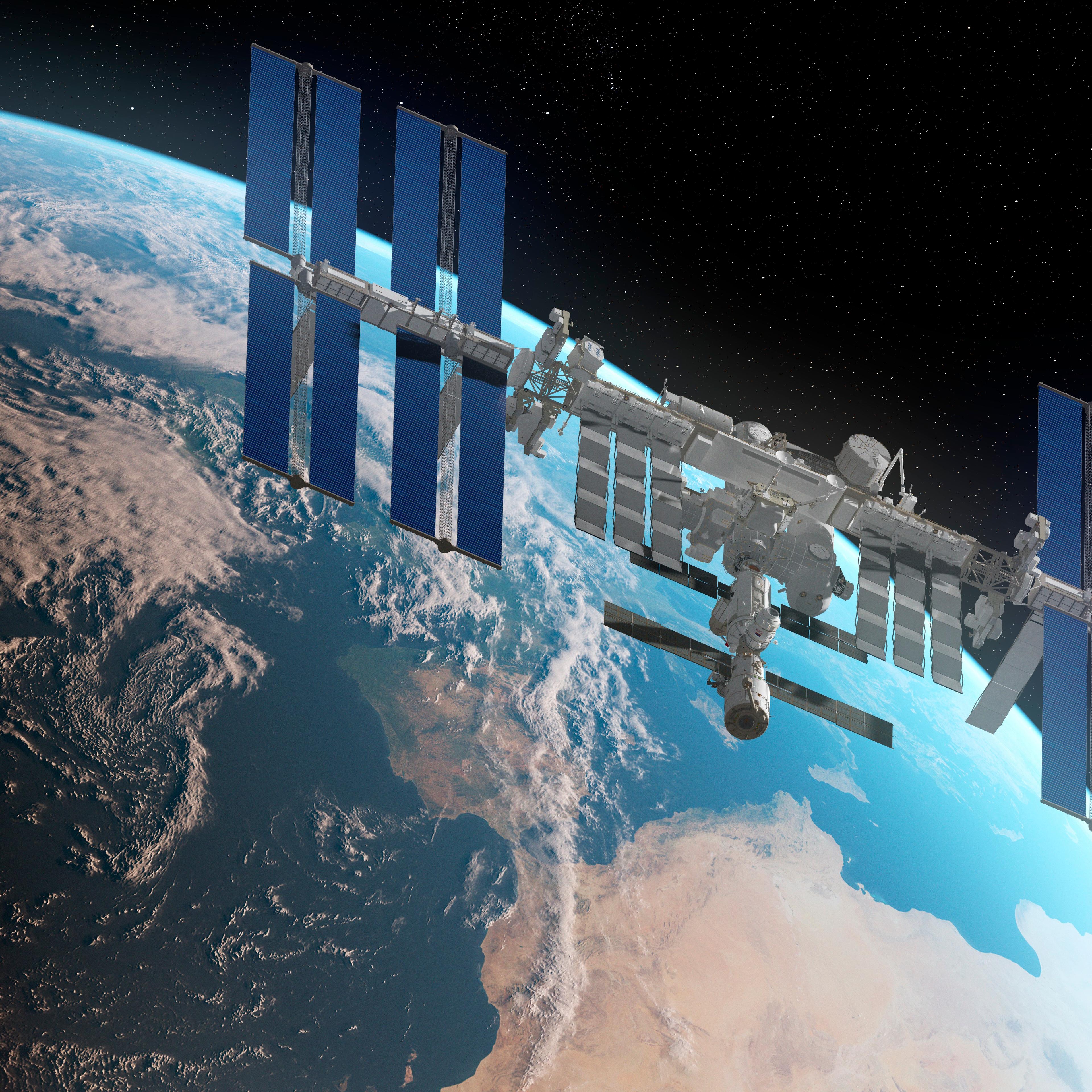 ISS and Earth, illustration