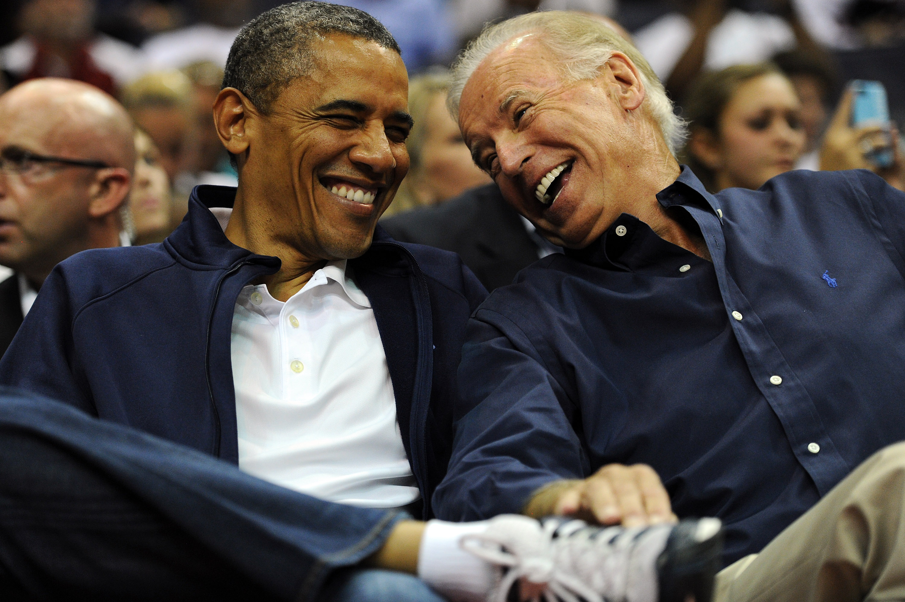 President Obama and Joe Biden during a pre-Olympic exhibition basketball game in July 2012 in Washington, DC.