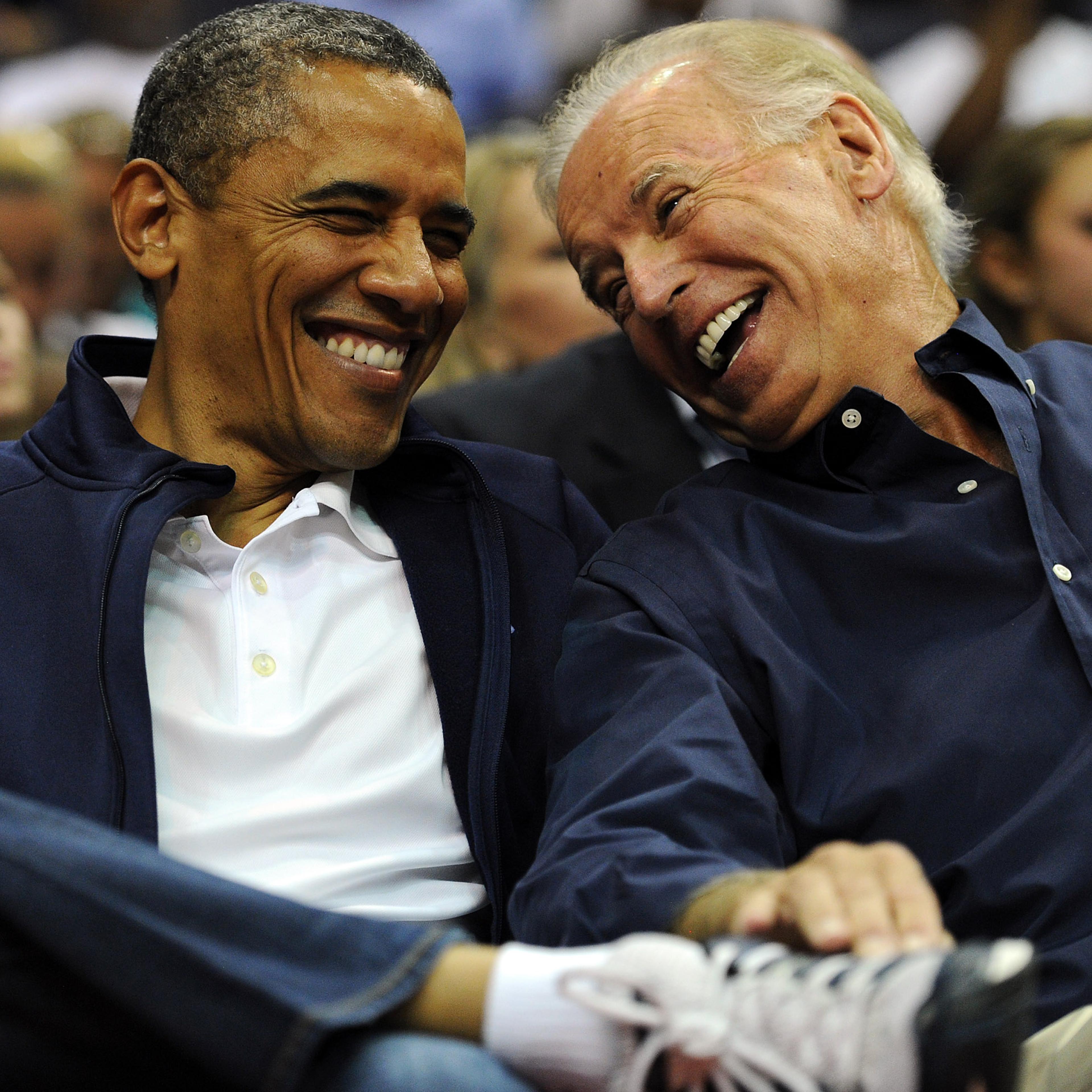 President Obama and Joe Biden during a pre-Olympic exhibition basketball game in July 2012 in Washington, DC.
