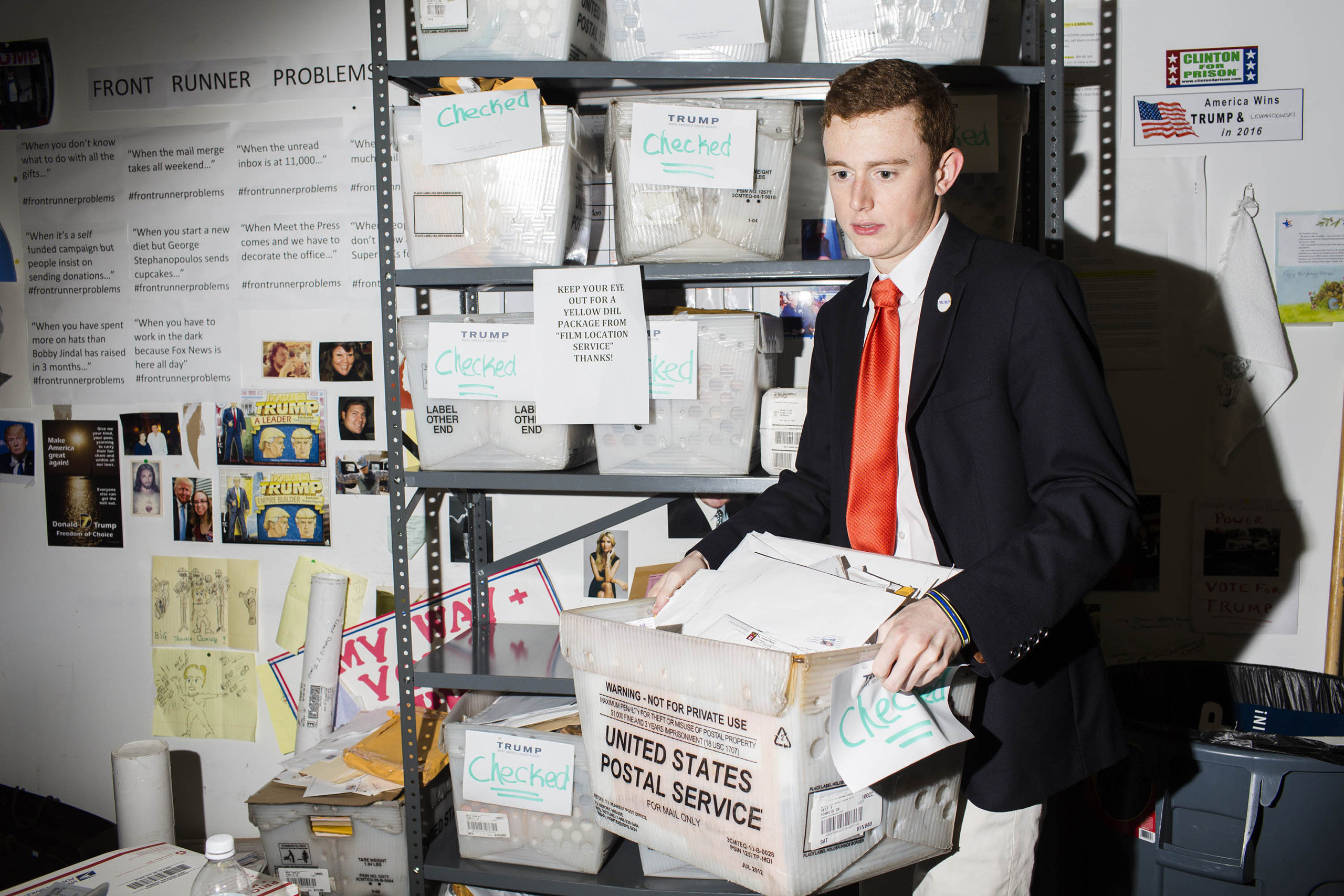 NEW YORK - MAY 24: Scenes from Inside the campaign headquarters of Donald Trump on May 24, 2016, in Trump Tower in New York City. (Photo by Landon Nordeman)