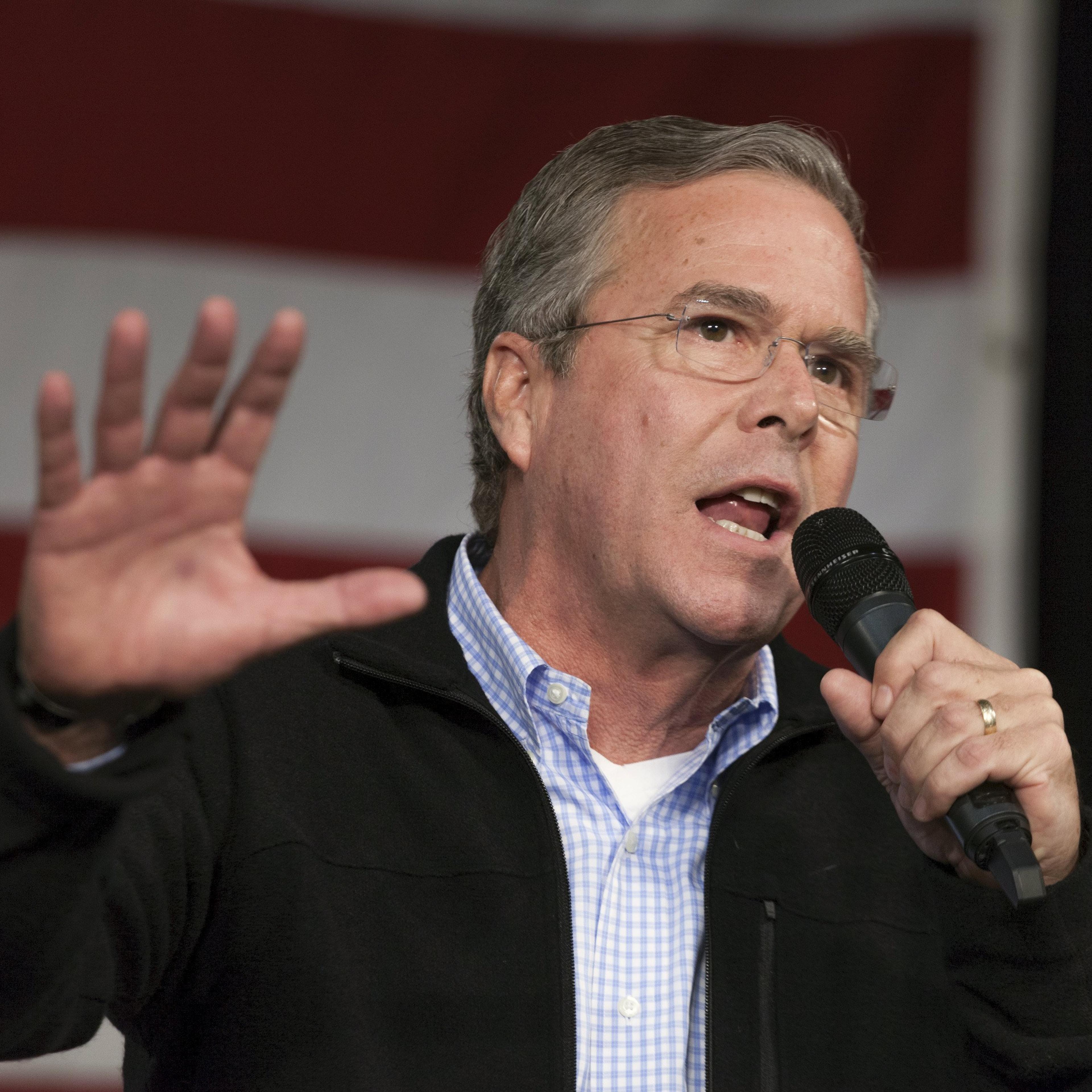 U.S. Republican presidential candidate Jeb Bush speaks at the Growth and Opportunity Party at the Iowa State Fairgrounds in Des Moines, Iowa