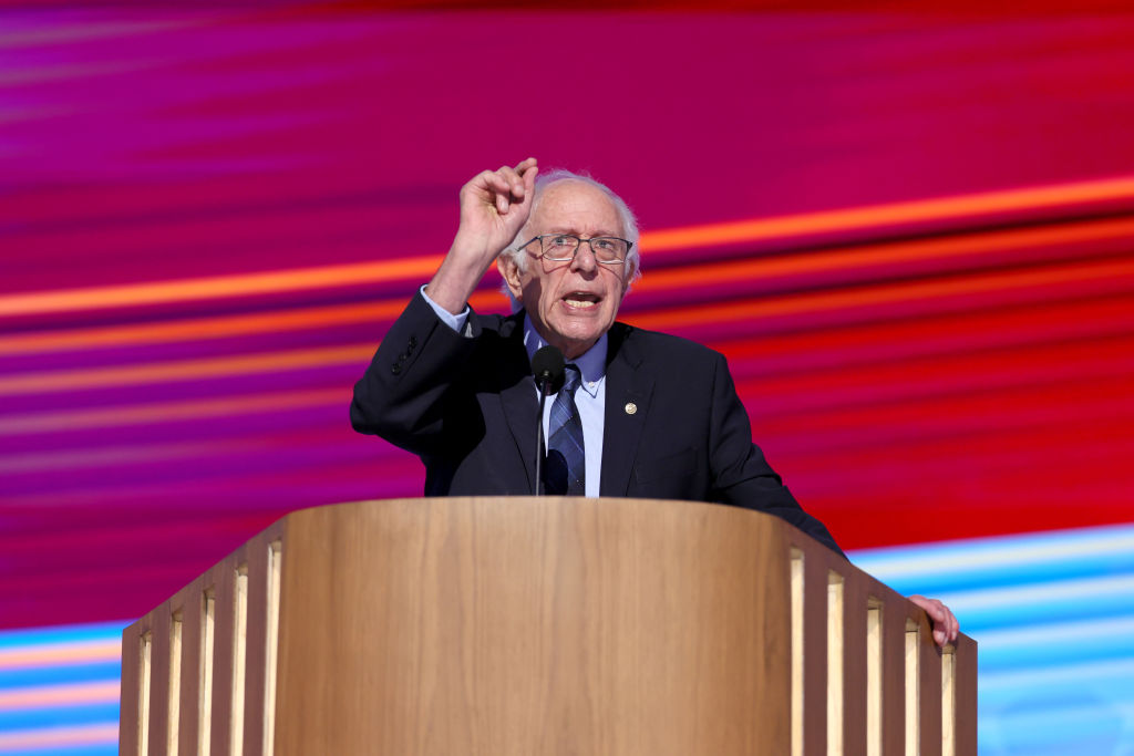 Sen. Bernie Sanders, (I-Vt.), speaks during the Democratic National Convention Tuesday, Aug. 20, 2024, in Chicago, Ill.