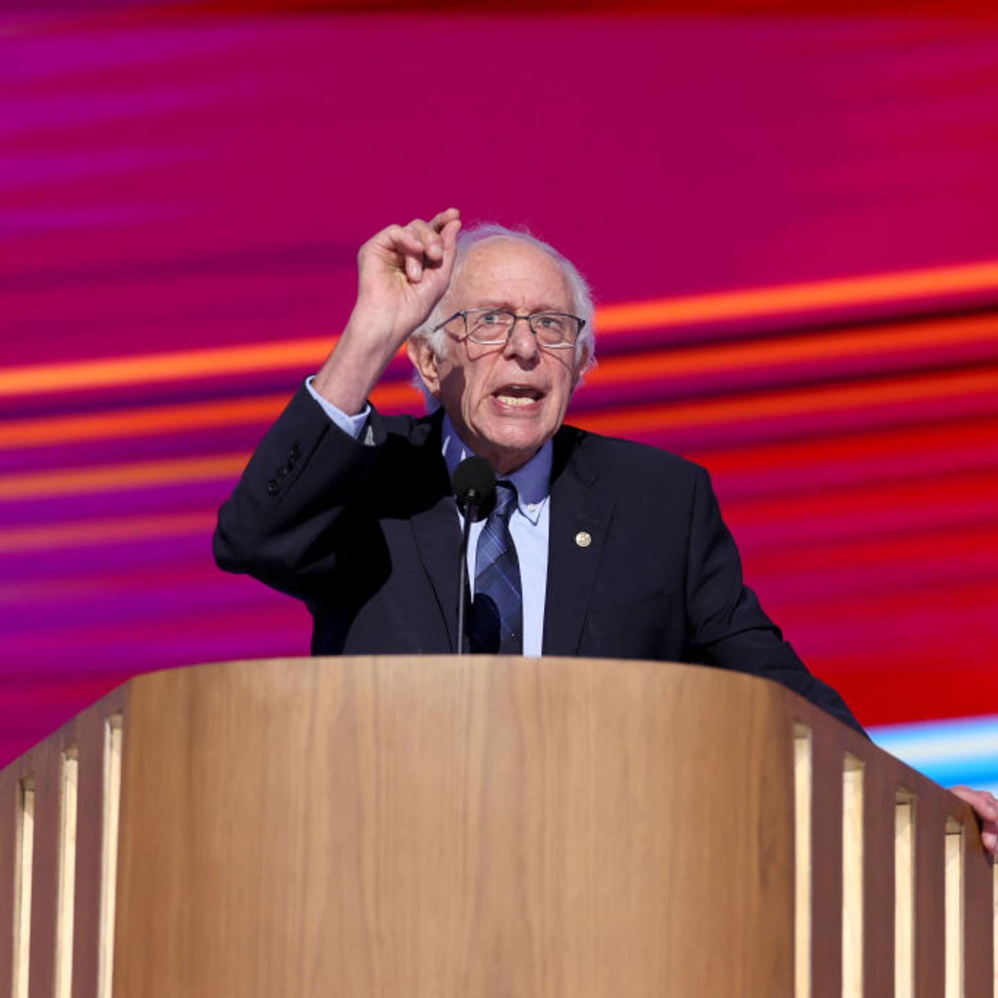 Sen. Bernie Sanders, (I-Vt.), speaks during the Democratic National Convention Tuesday, Aug. 20, 2024, in Chicago, Ill.