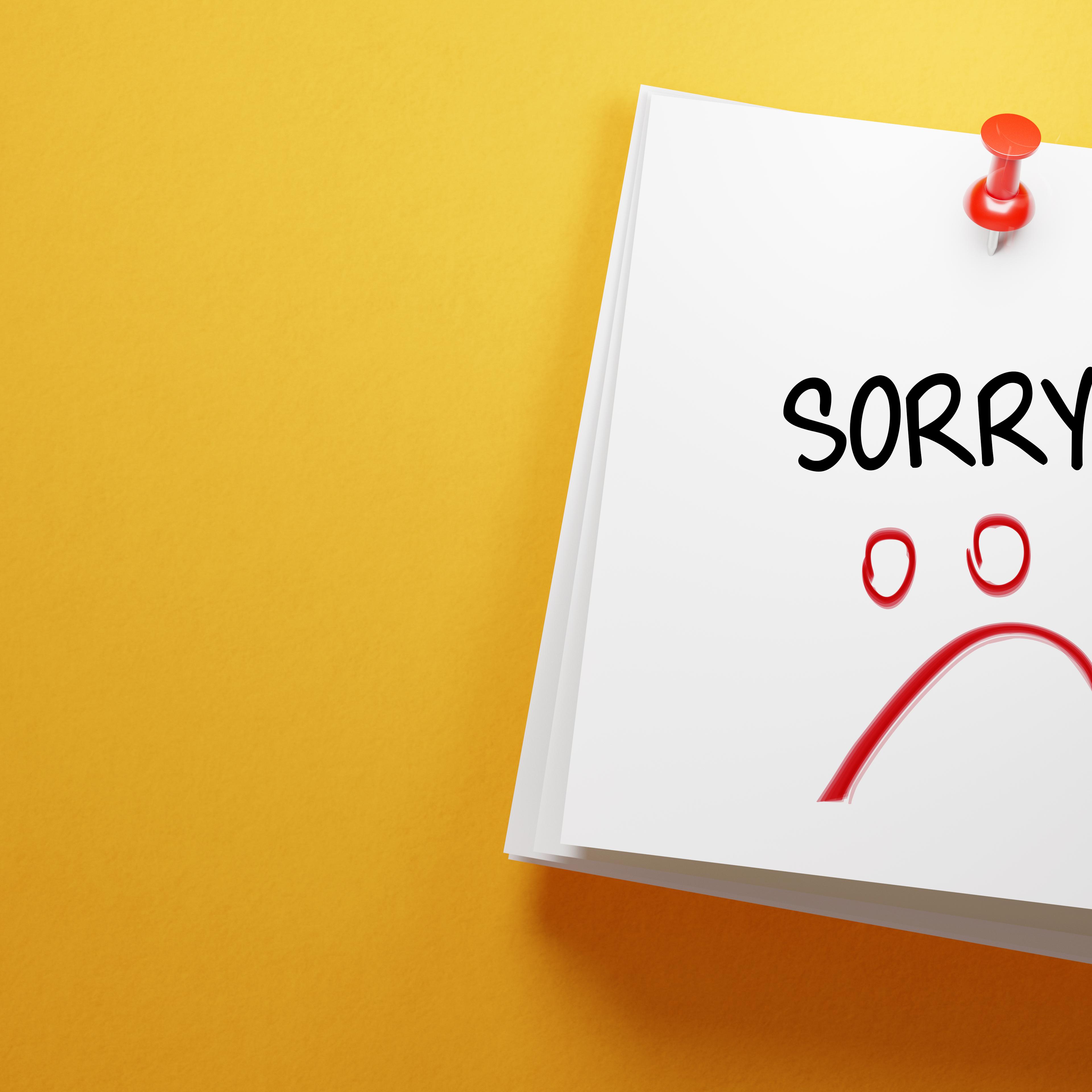 Sticky Note With Sorry Message