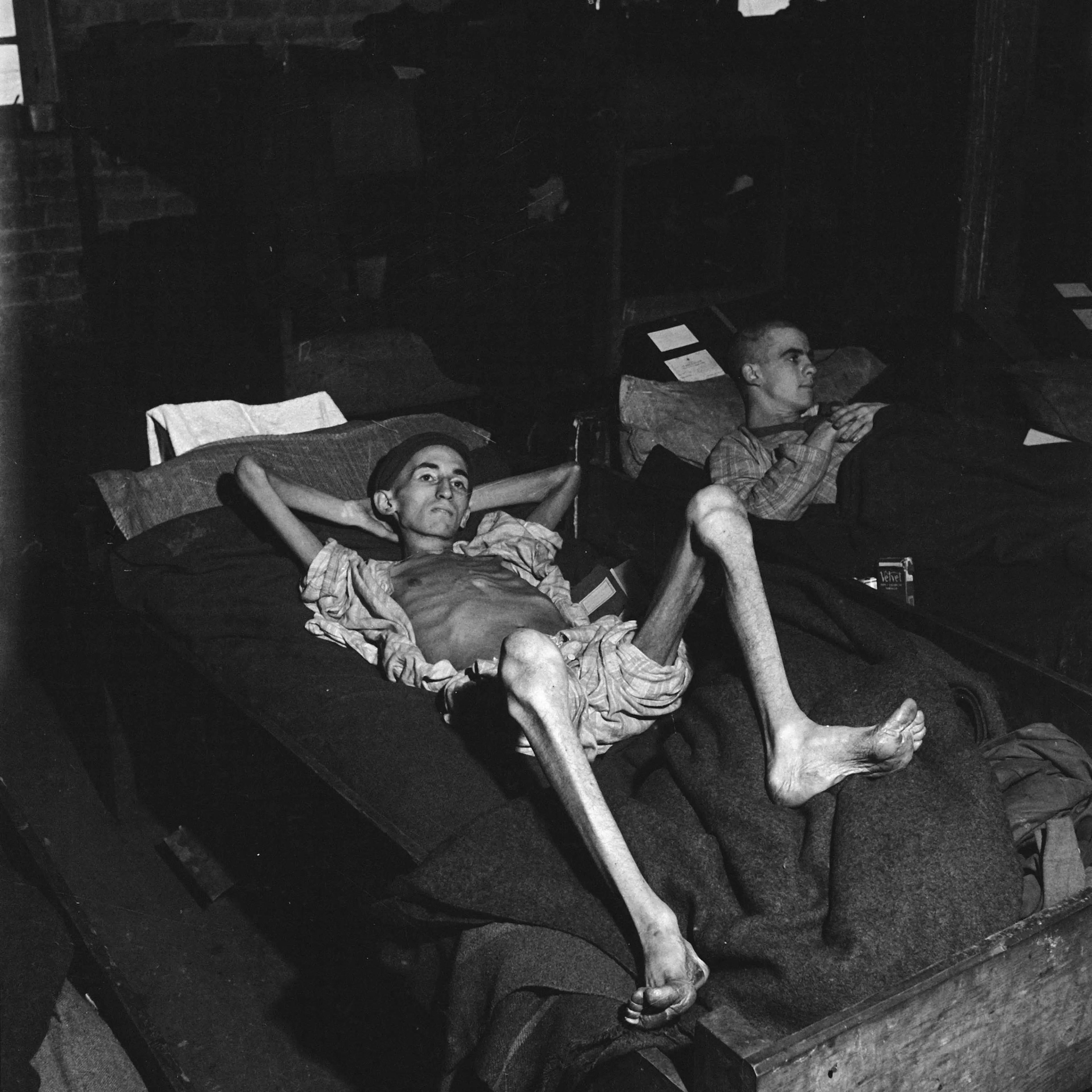 American Pvt. Joe Demler, photographed on the day that the notorious prison camp, Stalag 12-A in Limburg, Germany, was liberated by Allied troops, spring 1945.