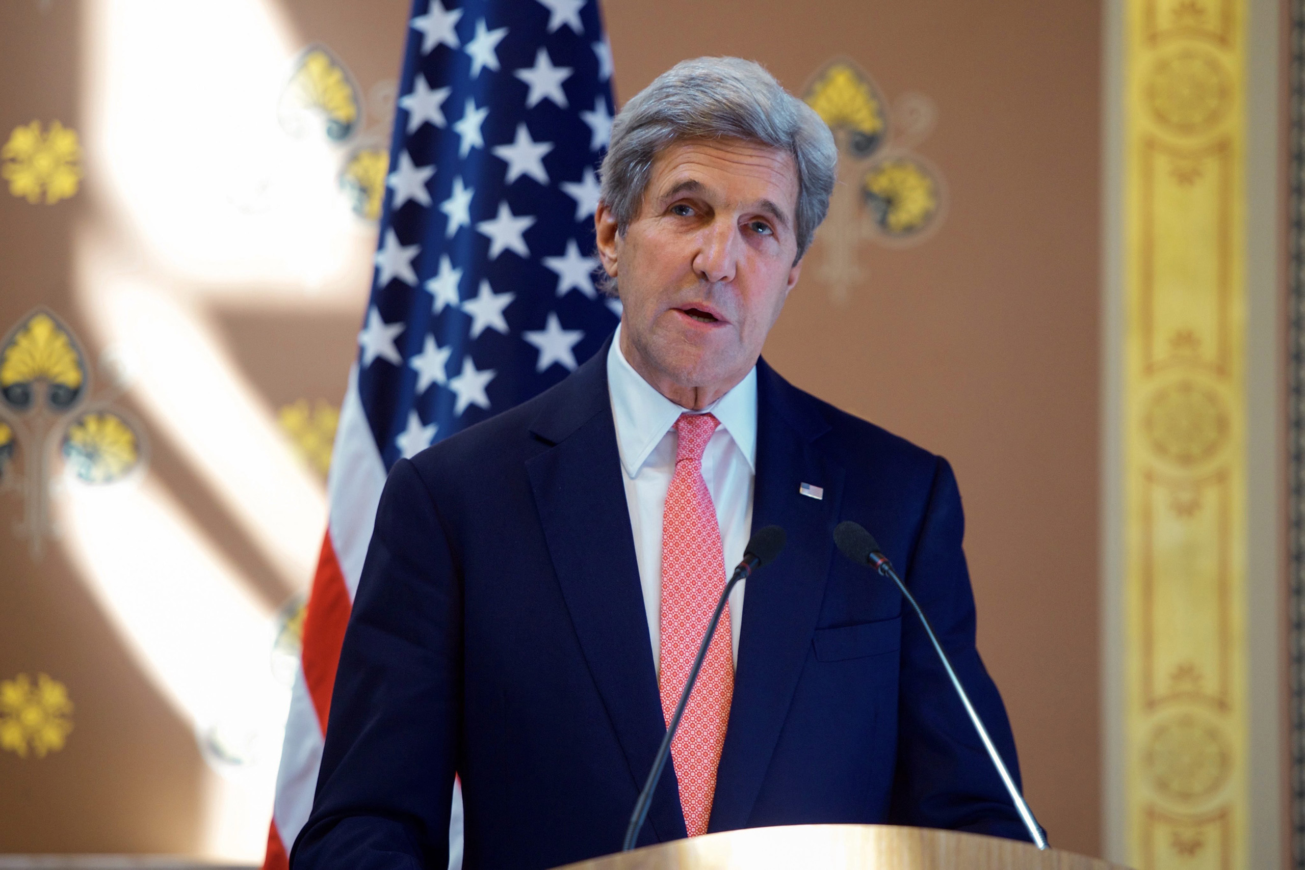 John Kerry holding a joint press conference with British Foreign Secretary Boris Johnson after their meeting at the Foreign and Commonwealth Office in London, July 19, 2016.