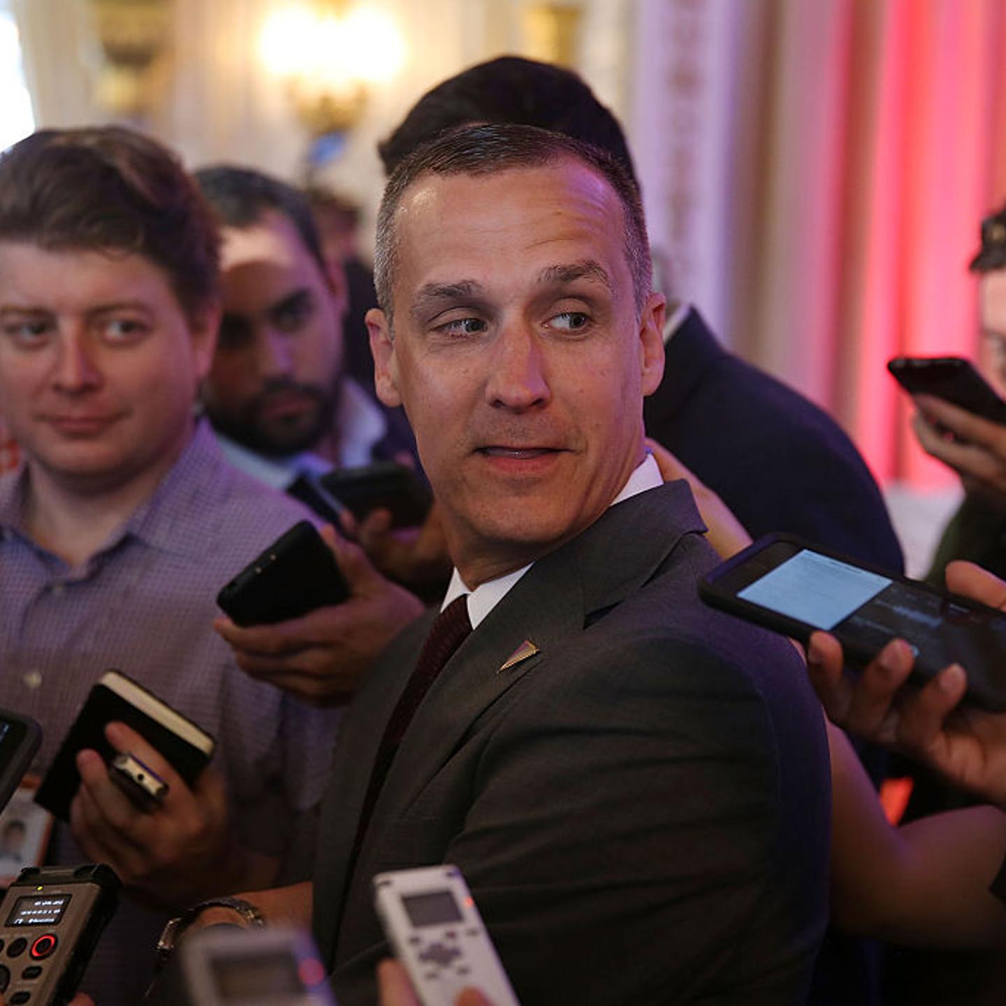 Corey Lewandowski, campaign manager for Republican presidential candidate Donald Trump, speaks with the media on March 11, 2016 in Palm Beach, Florida.