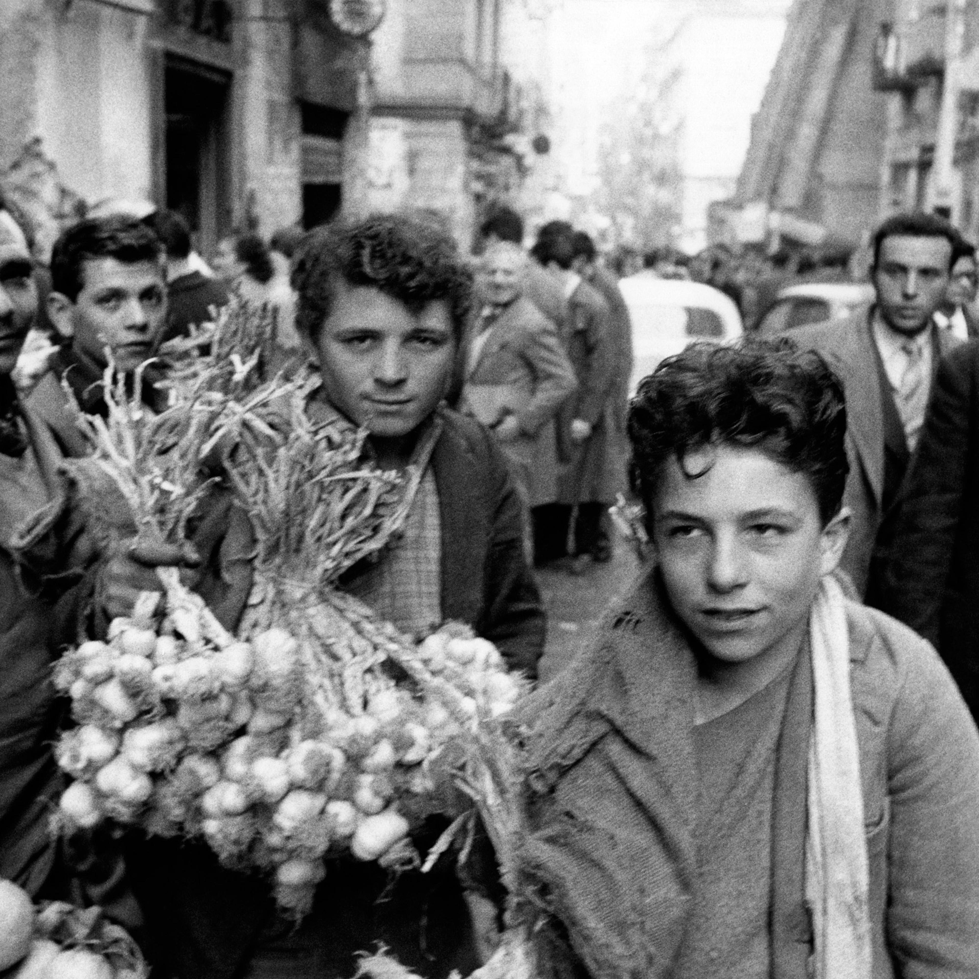 Sale of garlic and lemons in a Naples street