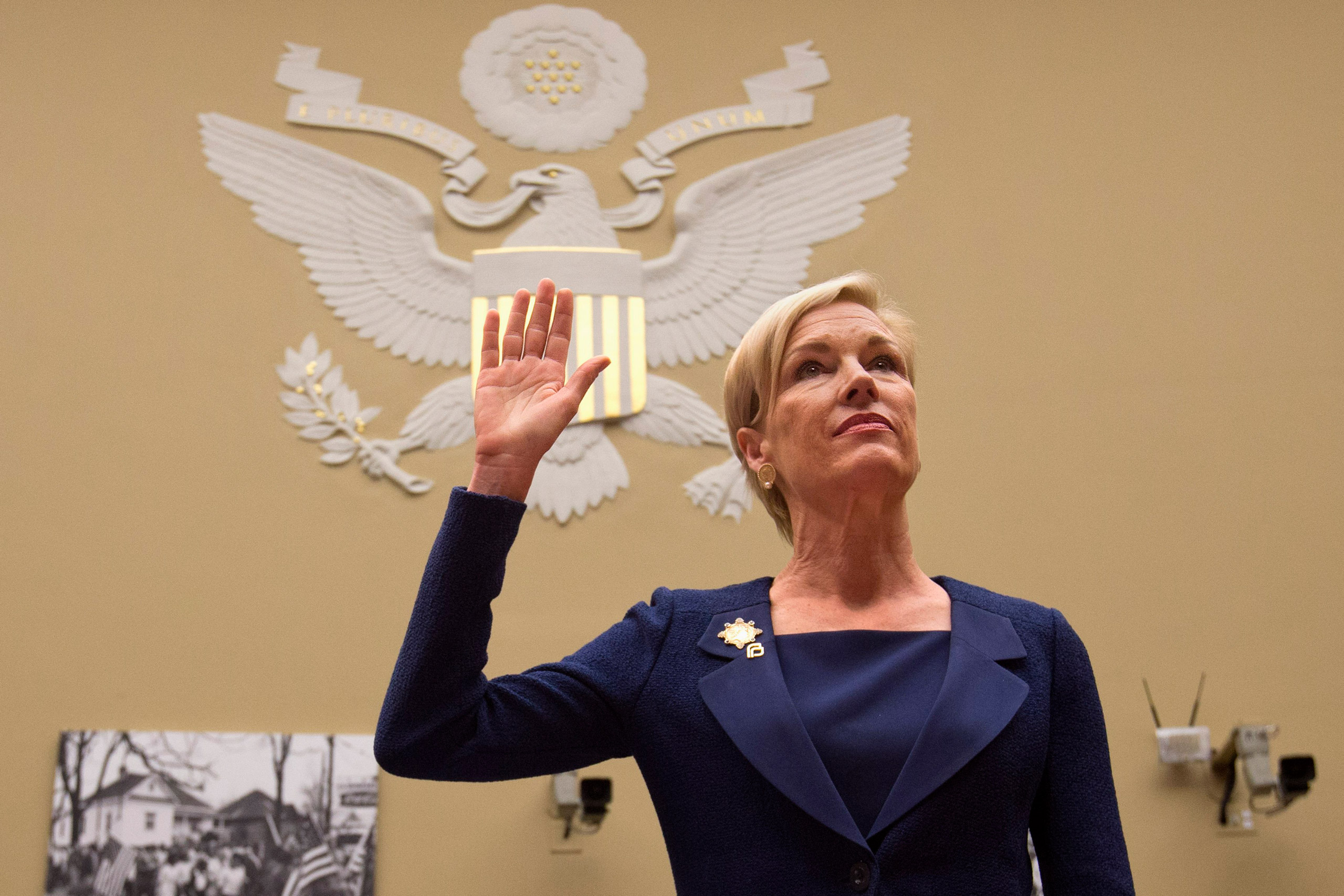Planned Parenthood Federation of America President Cecile Richards is sworn in on Capitol Hill in Washington, Tuesday, Sept. 29, 2015, prior to testifying before the House Oversight and Government Reform Committee hearing on "Planned Parenthood's Taxpaye