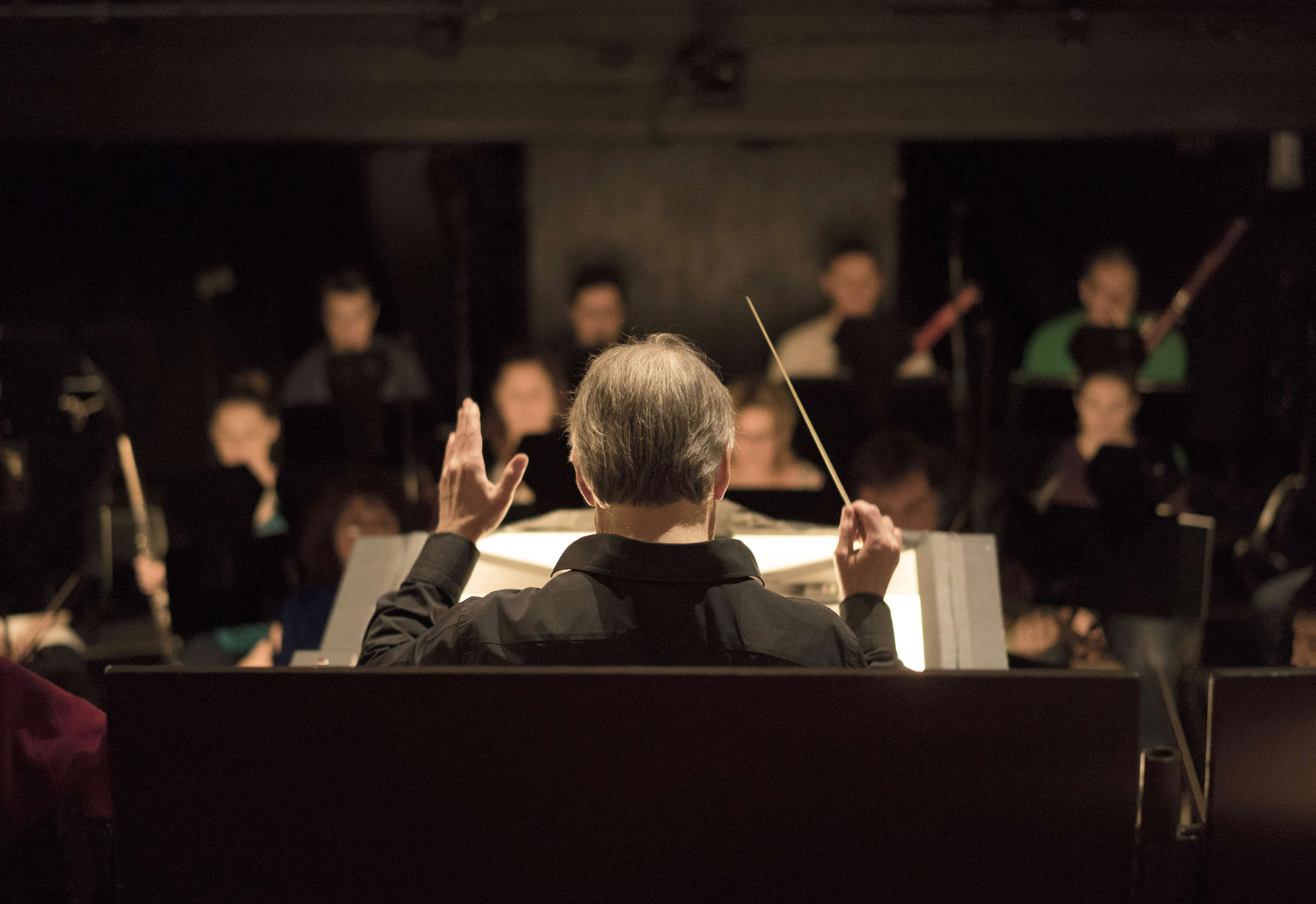 LA Opera music director and conductor James Conlon rehearses "Lucia Di Lammermoor" with the orchestra at Los Angeles Music Center on the on March 7, 2014 in Los Angeles.