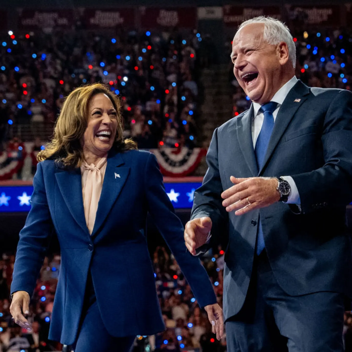 Kamala Harris And Running Mate Tim Walz Make First Appearance Together In Philadelphia
