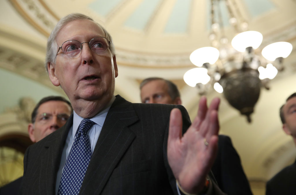 Senate Lawmakers Address The Media After Their Weekly Policy Luncheons