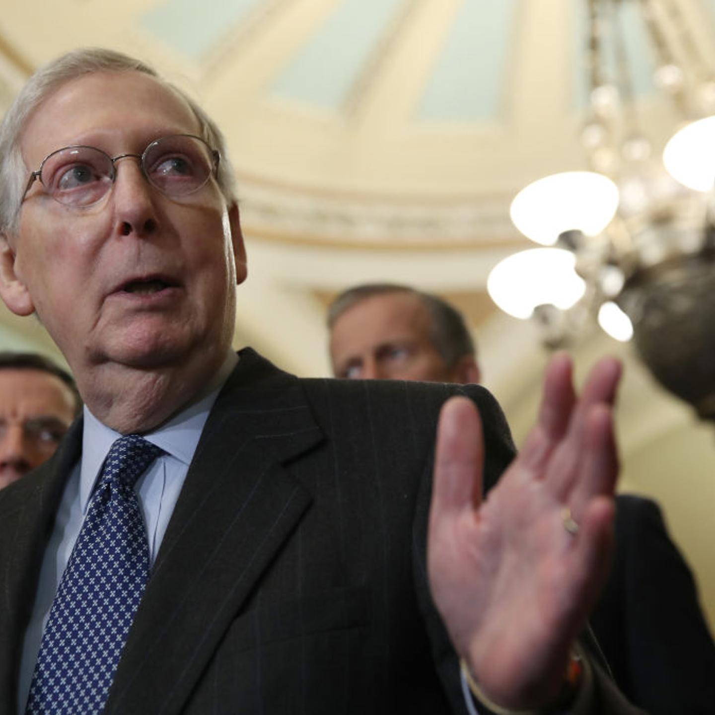 Senate Lawmakers Address The Media After Their Weekly Policy Luncheons