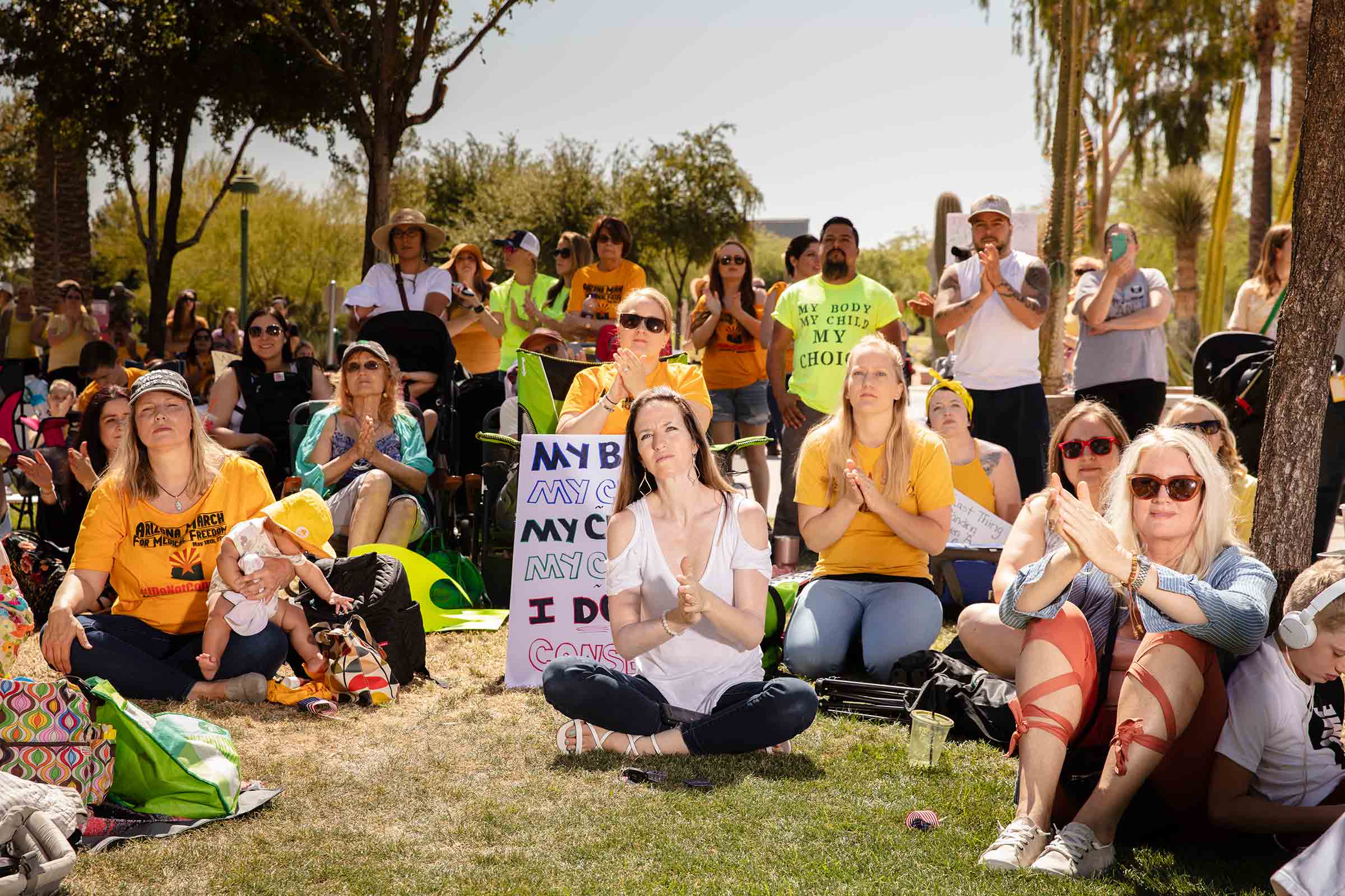 An anti-vaccine rally at the Arizona state capitol on May 18.