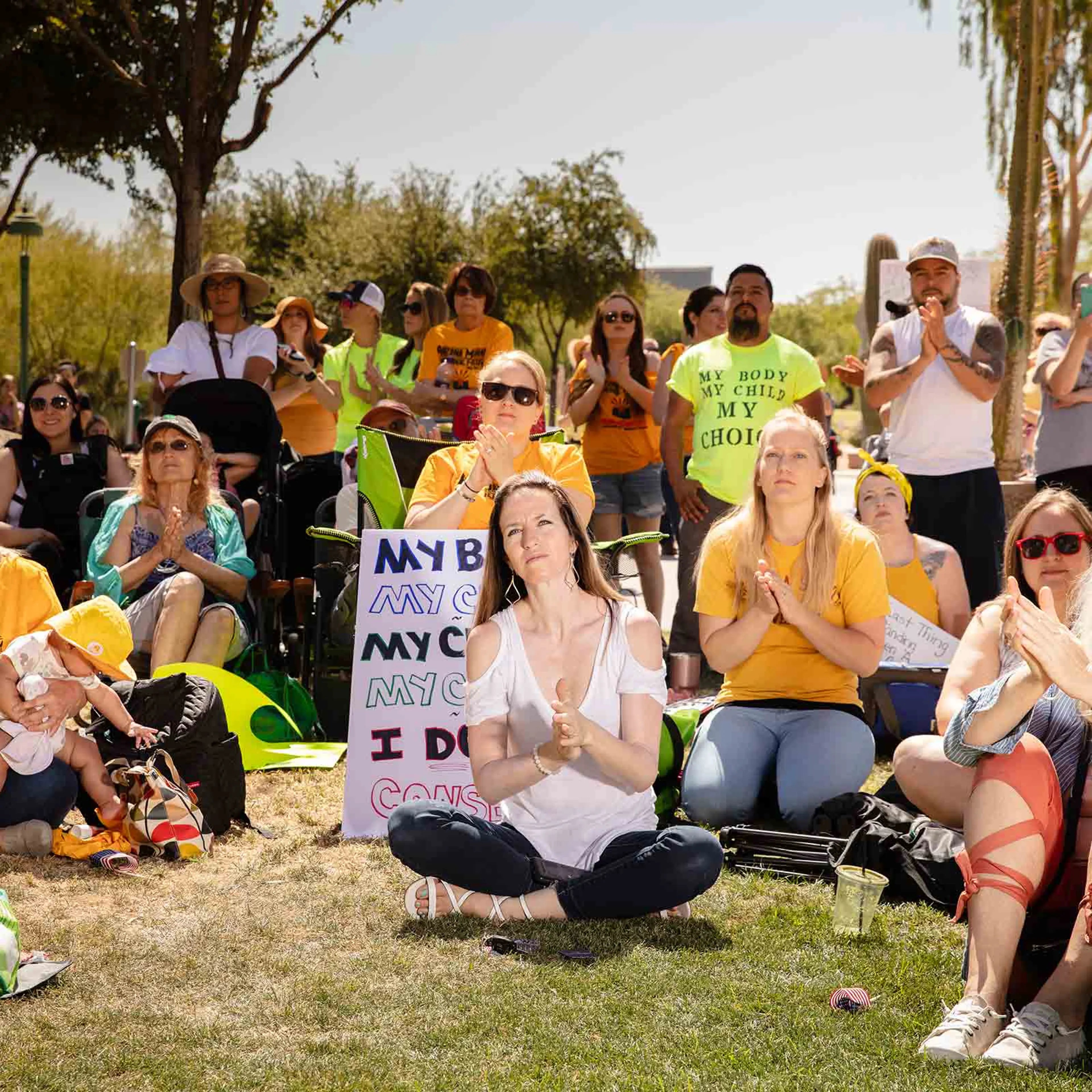 An anti-vaccine rally at the Arizona state capitol on May 18.