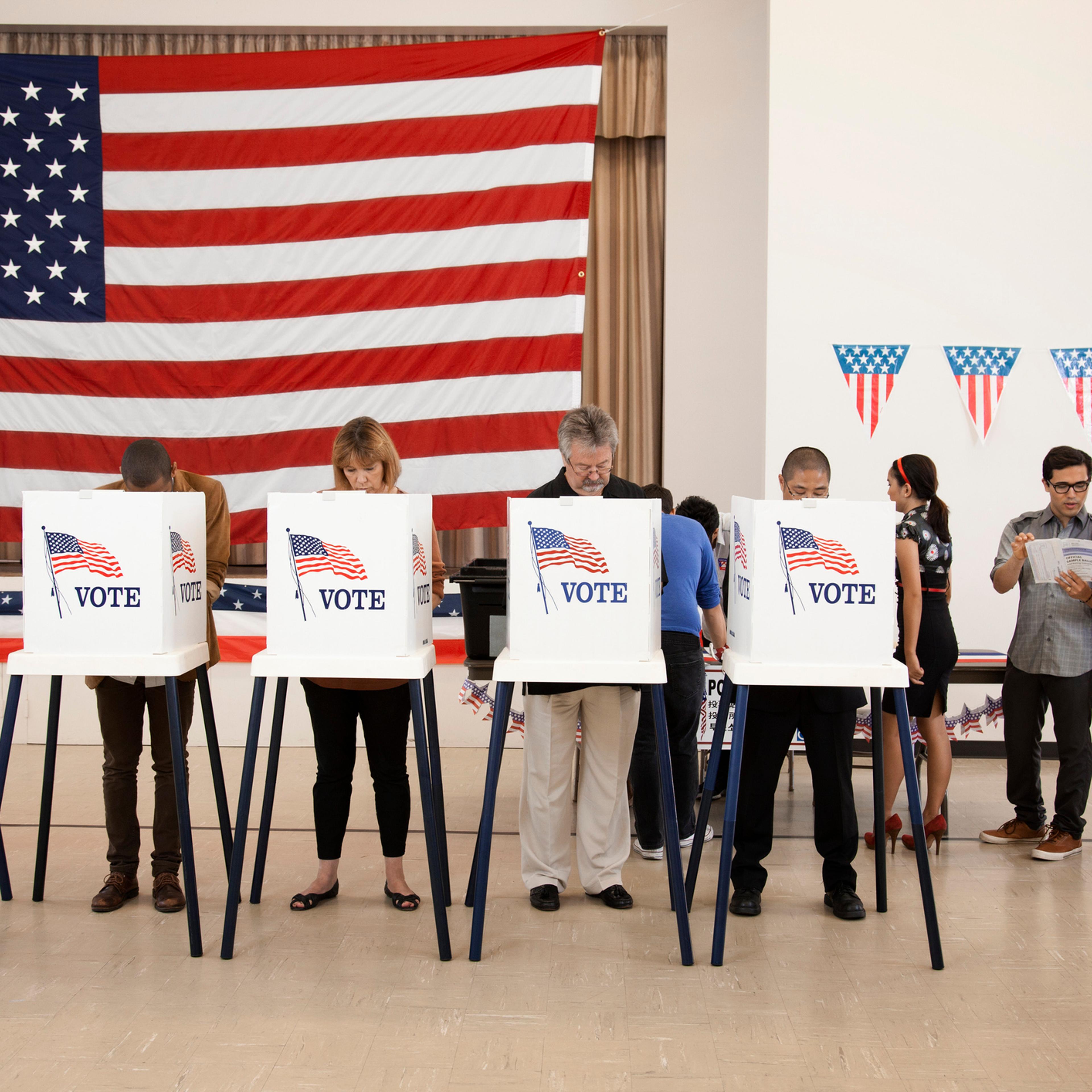 People voting in polling place
