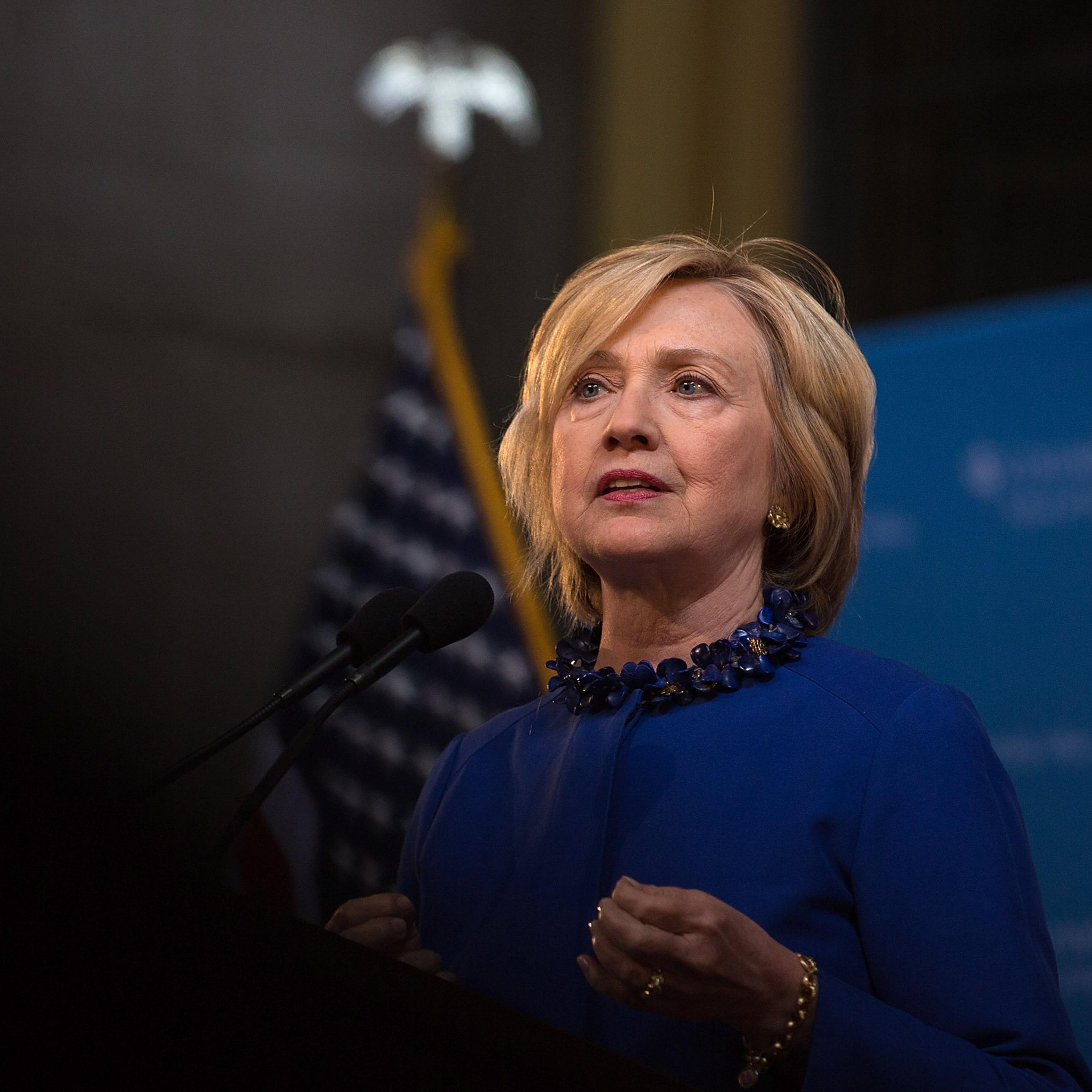 Democratic presidential hopeful and former Secretary of State Hillary Clinton speaks during the David N. Dinkins Leadership and Public Policy Forum at Columbia University on April 29, 2015 in New York City.