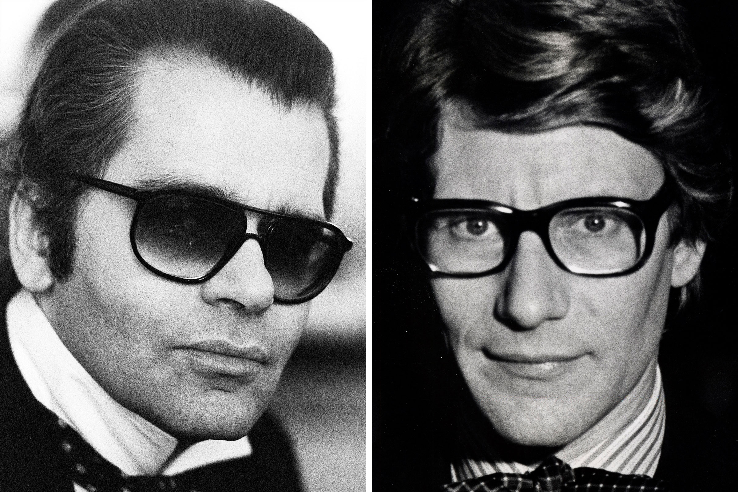 Karl Lagerfeld, 1978; Yves St. Laurent, 1974