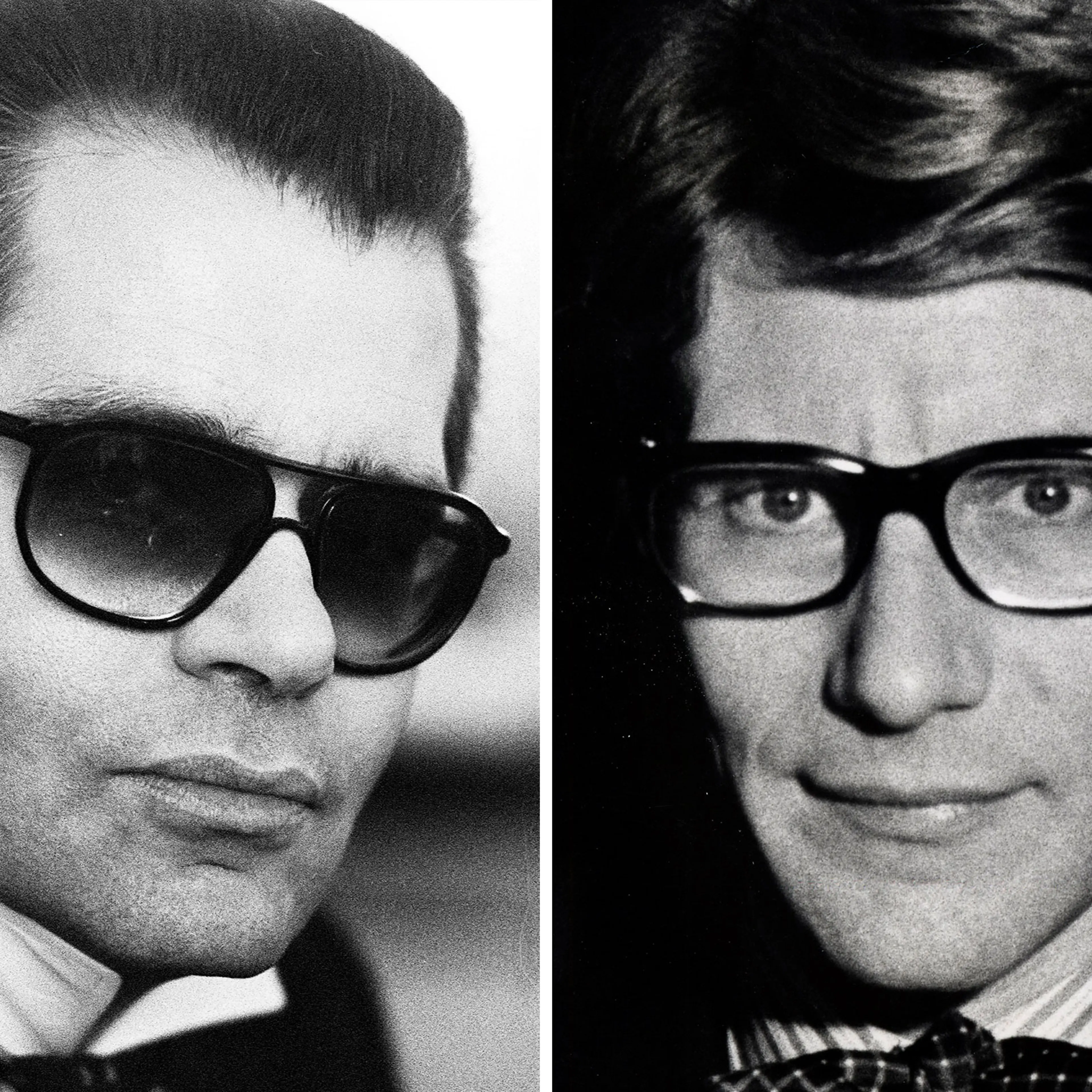 Karl Lagerfeld, 1978; Yves St. Laurent, 1974
