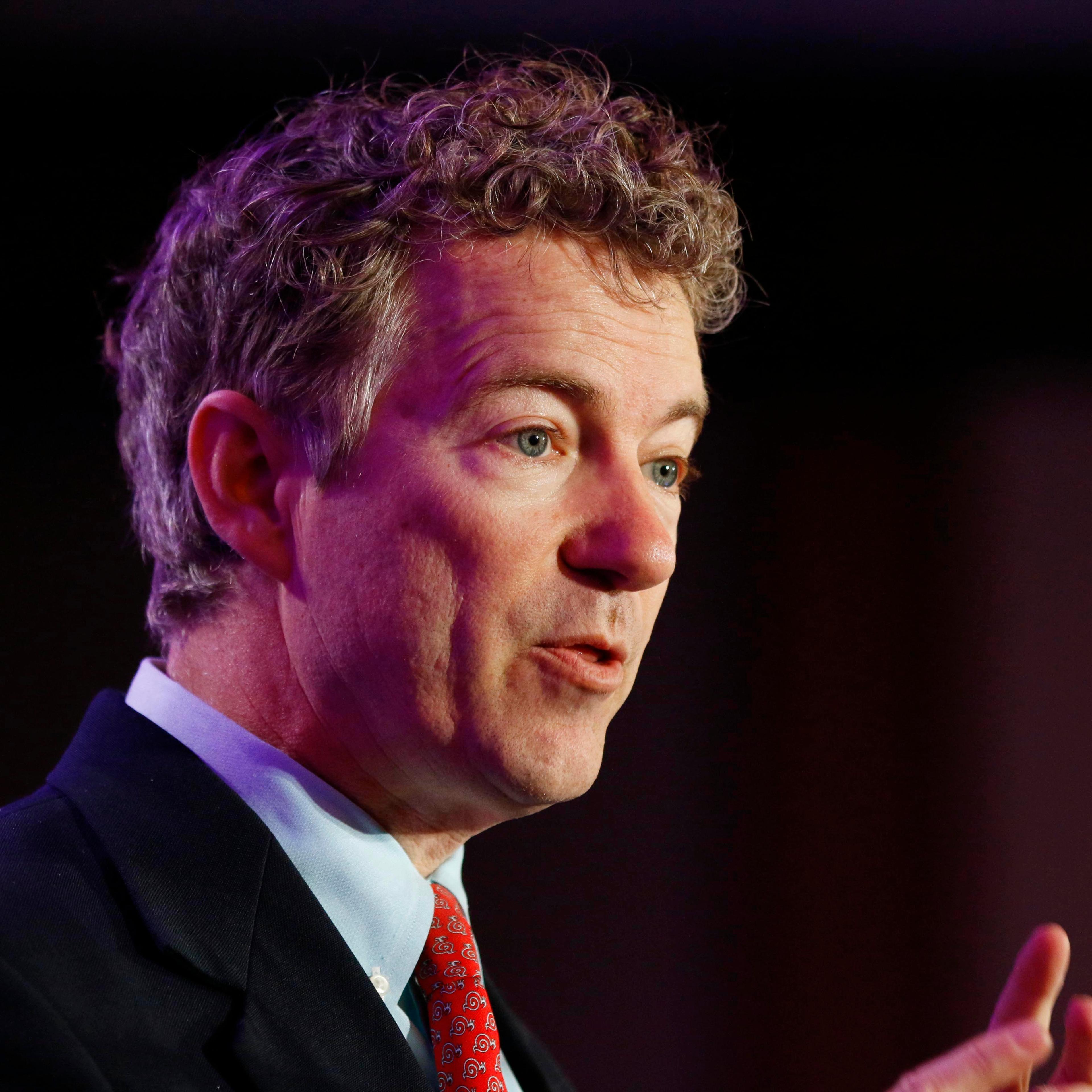 Senator Rand Paul of Kentucky speaks to the crowd at the Tea Party Patriots 5th anniversary conference at the Hyatt Regency Hotel in Washington, D.C., on Feb. 27, 2014.