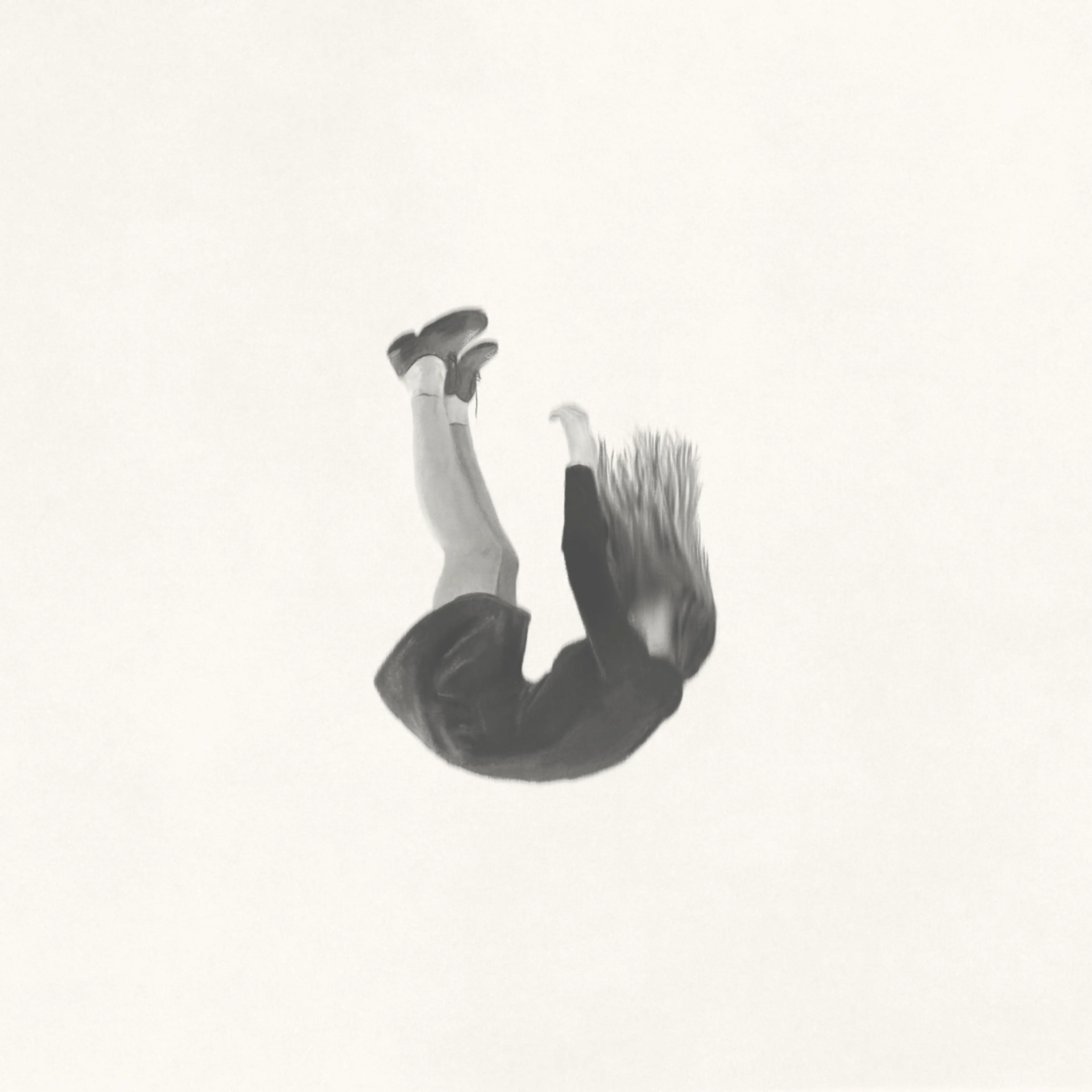 Illustration of woman falling from the sky, surreal abstract concept