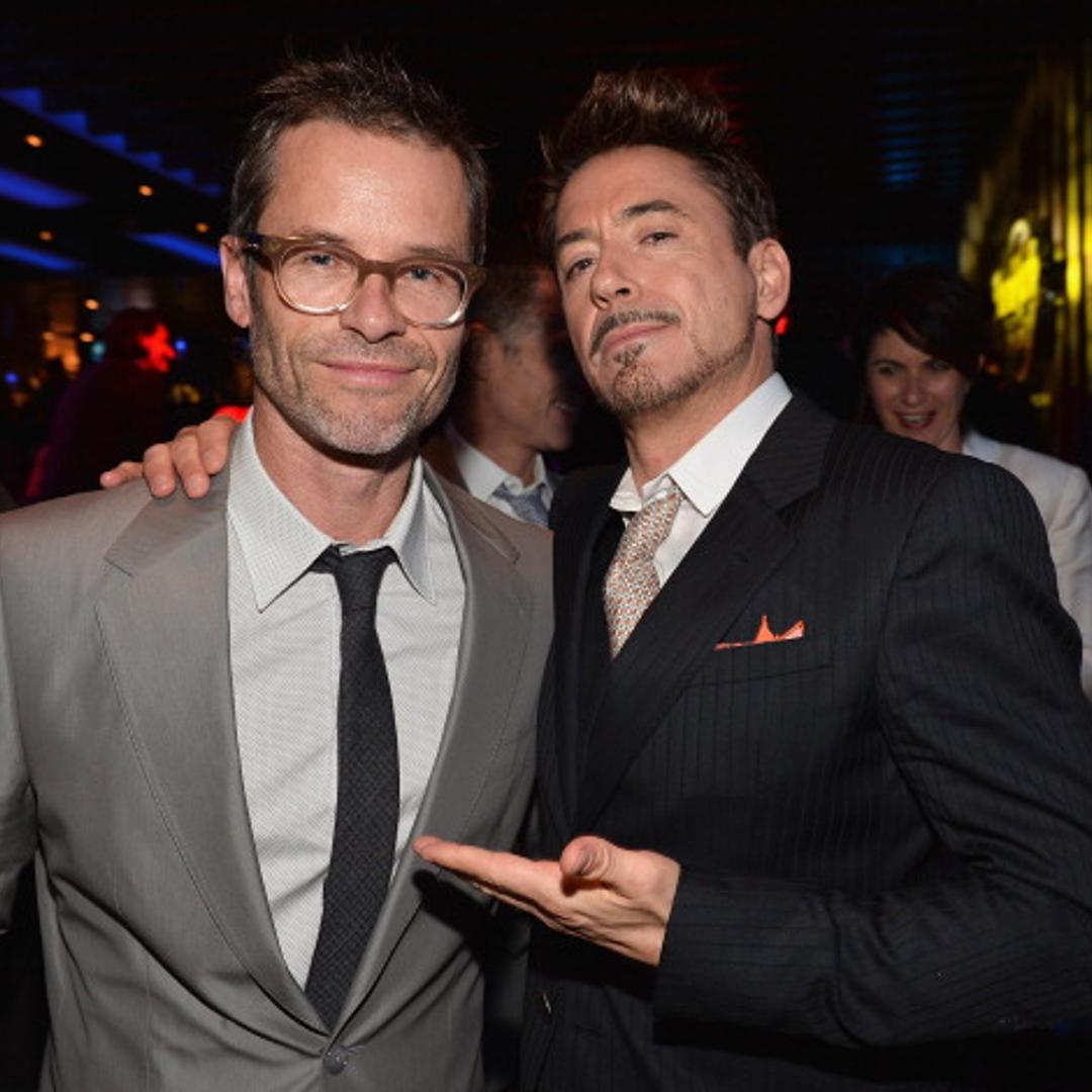 Actors Guy Pearce and Robert Downey Jr. attend Marvel's Iron Man 3 Premiere after party at Hard Rock Cafe on April 24, 2013 in Hollywood, California.