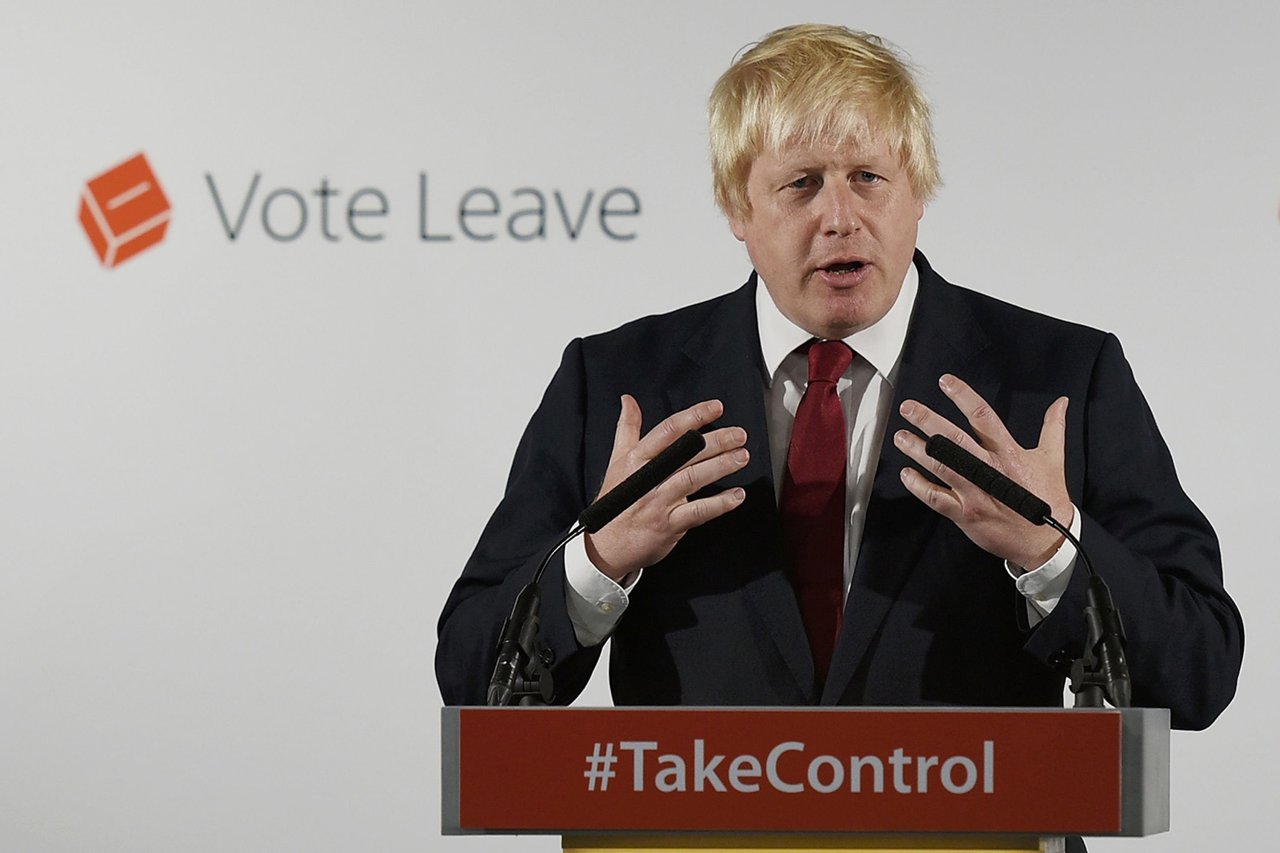 Former London Mayor and "Vote Leave" campaigner Boris Johnson speaks during a press conference in central London on June 24, 2016.