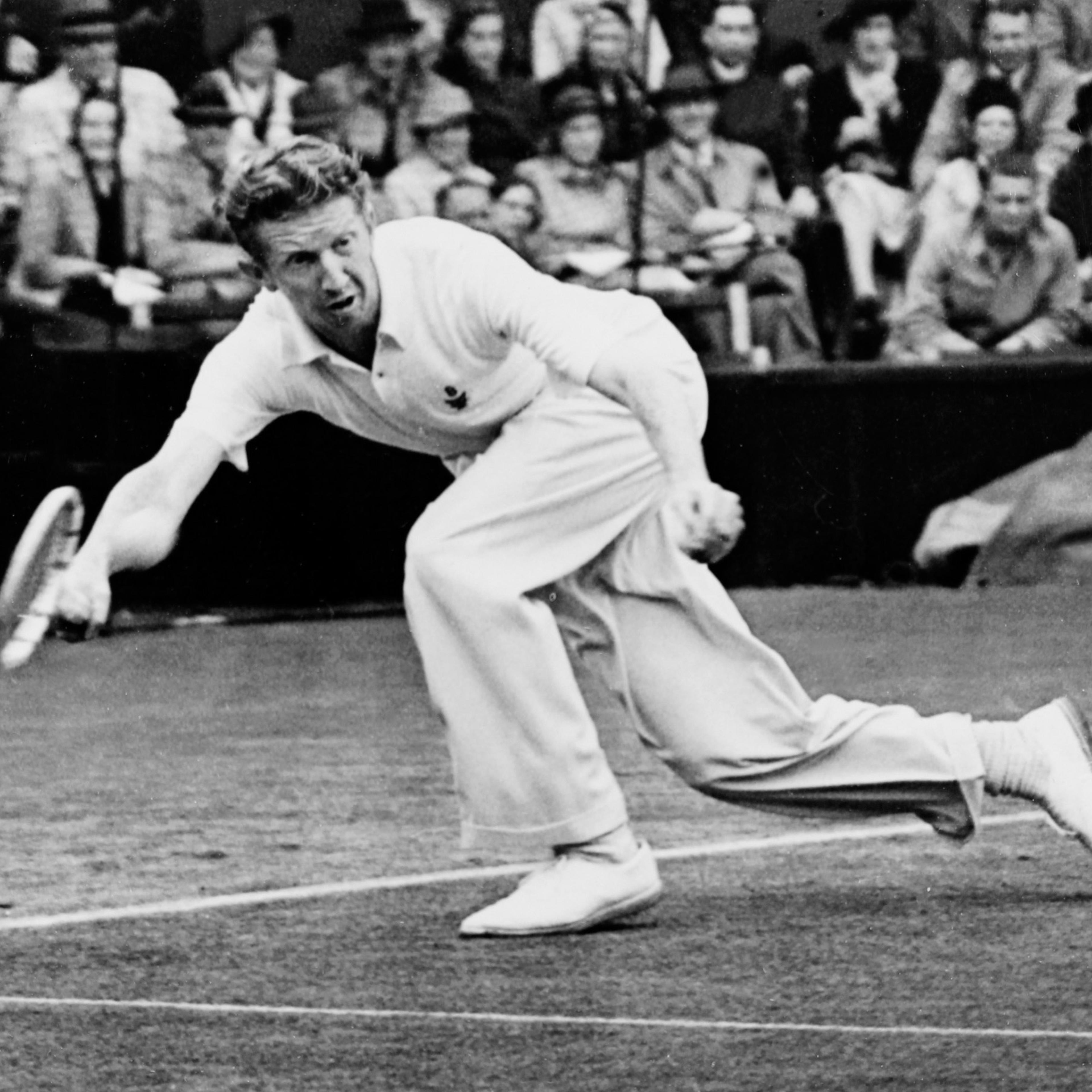Don Budge in the first round at Wimbledon. June 28th 1938.