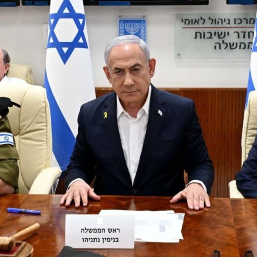 Israeli Prime Minister Benjamin Netanyahu holds a meeting with the Security Cabinet after Iran's missile attacks on Israel in West Jerusalem on Oct. 1, 2024.