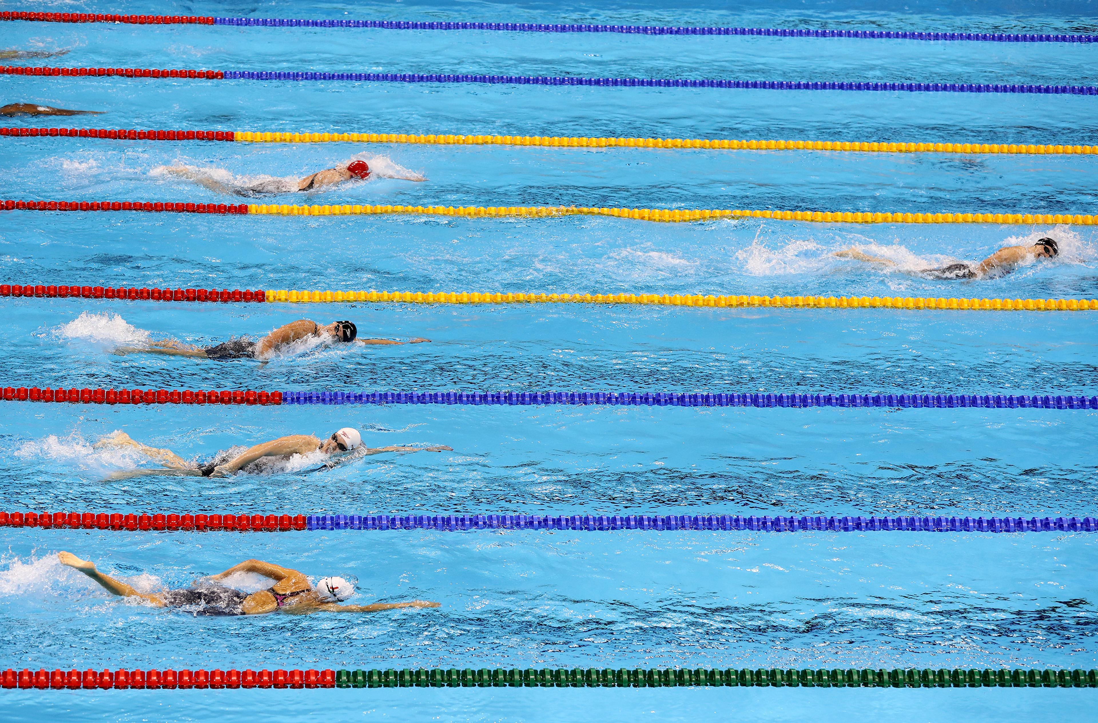 Katie Ledecky of the United States competes in the Women's 400m Freestyle Final on Day 2 of the Rio 2016 Olympic Games at the Olympic Aquatics Stadium on Aug. 7, 2016.